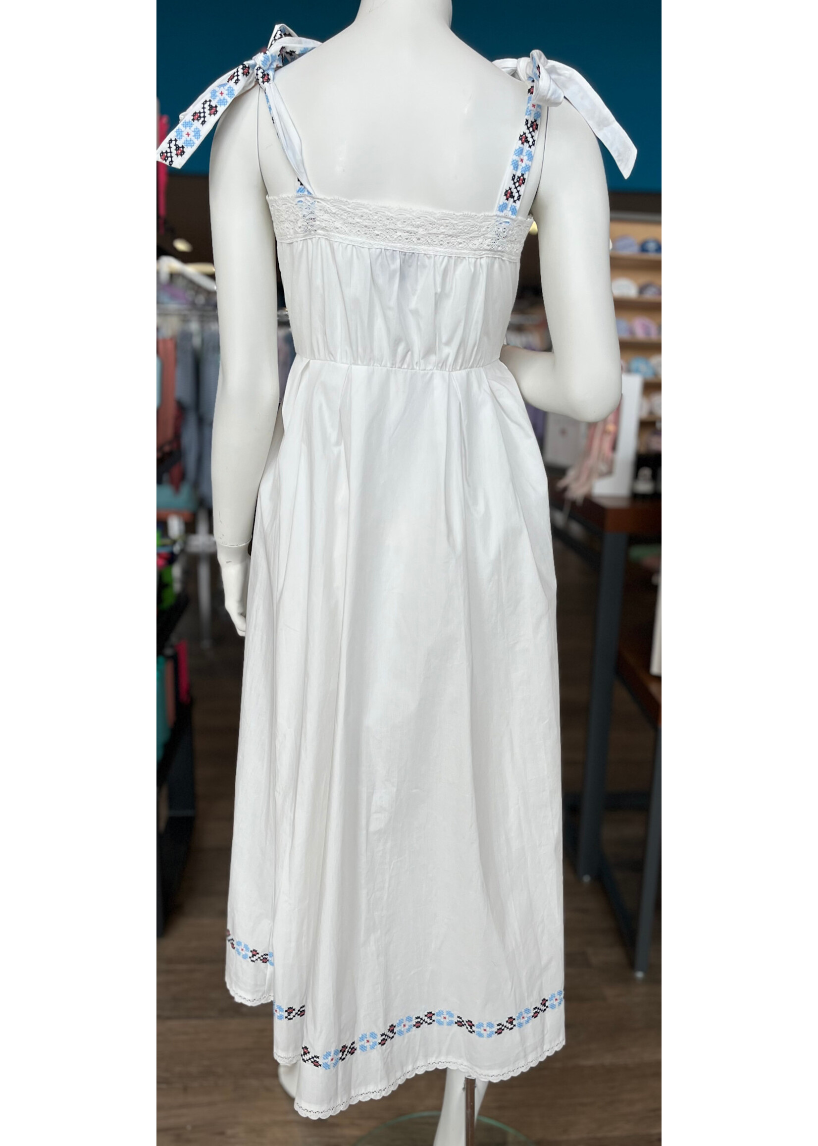 Mable Embroidered Shoulder Strap Midi Dress
