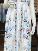 Mable Embroidered Shoulder Strap Midi Dress