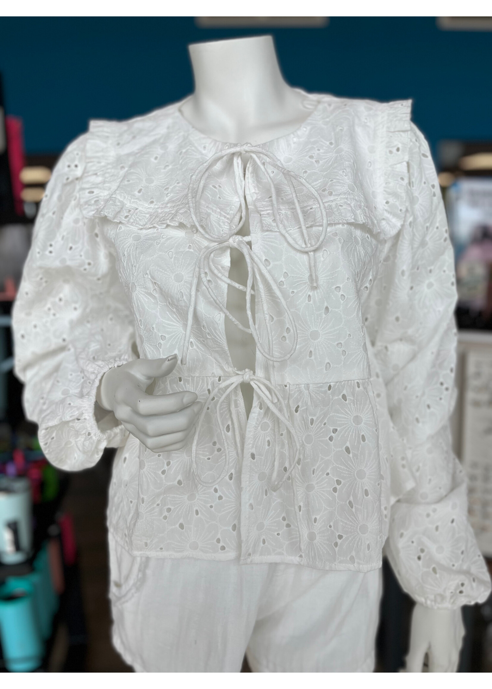 Mable Eyelet Cropped Square Neck Top