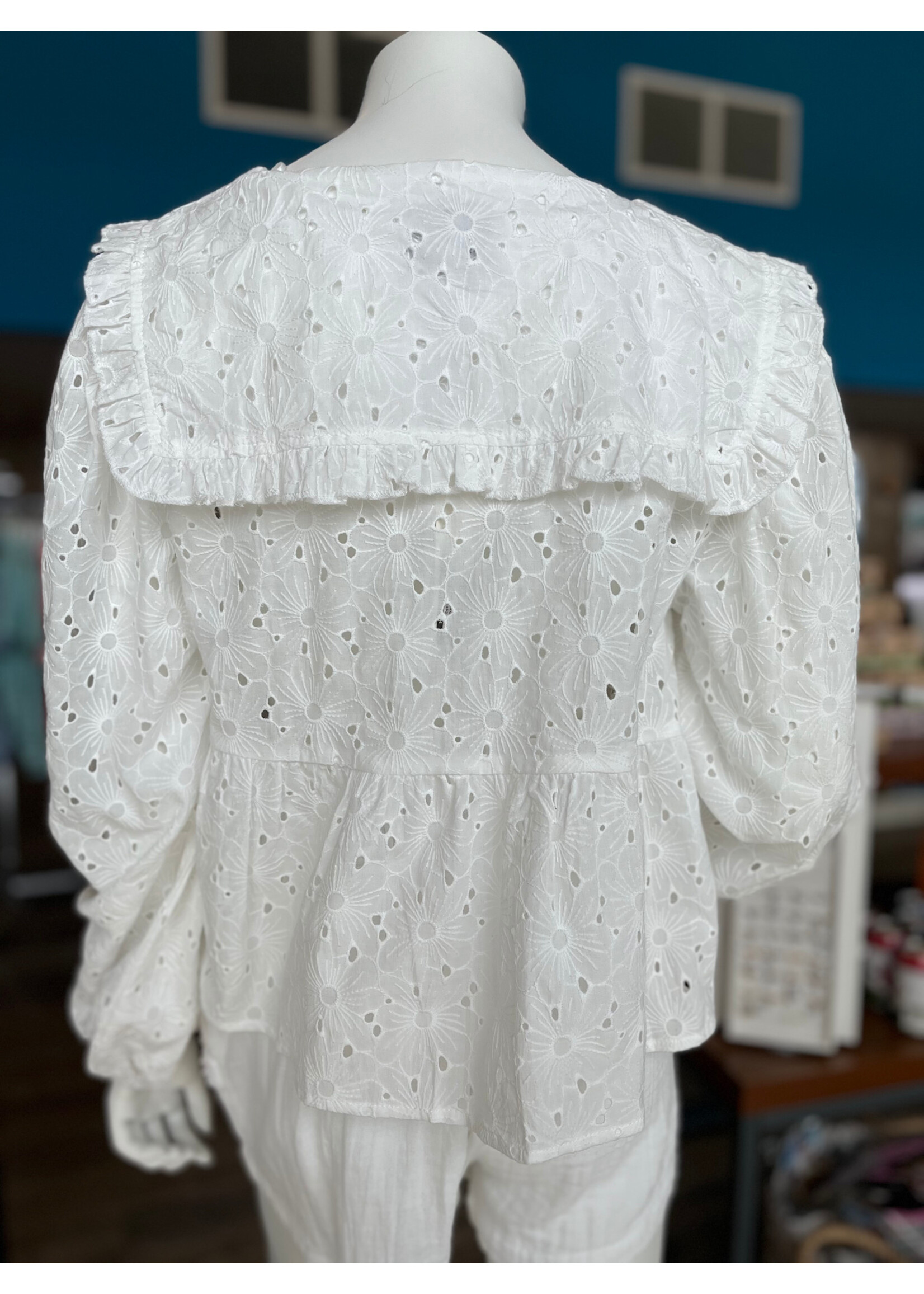 Mable Eyelet Cropped Square Neck Top