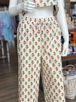 Mable Floral Printed Ruffle Top & Drawstring Pants Set