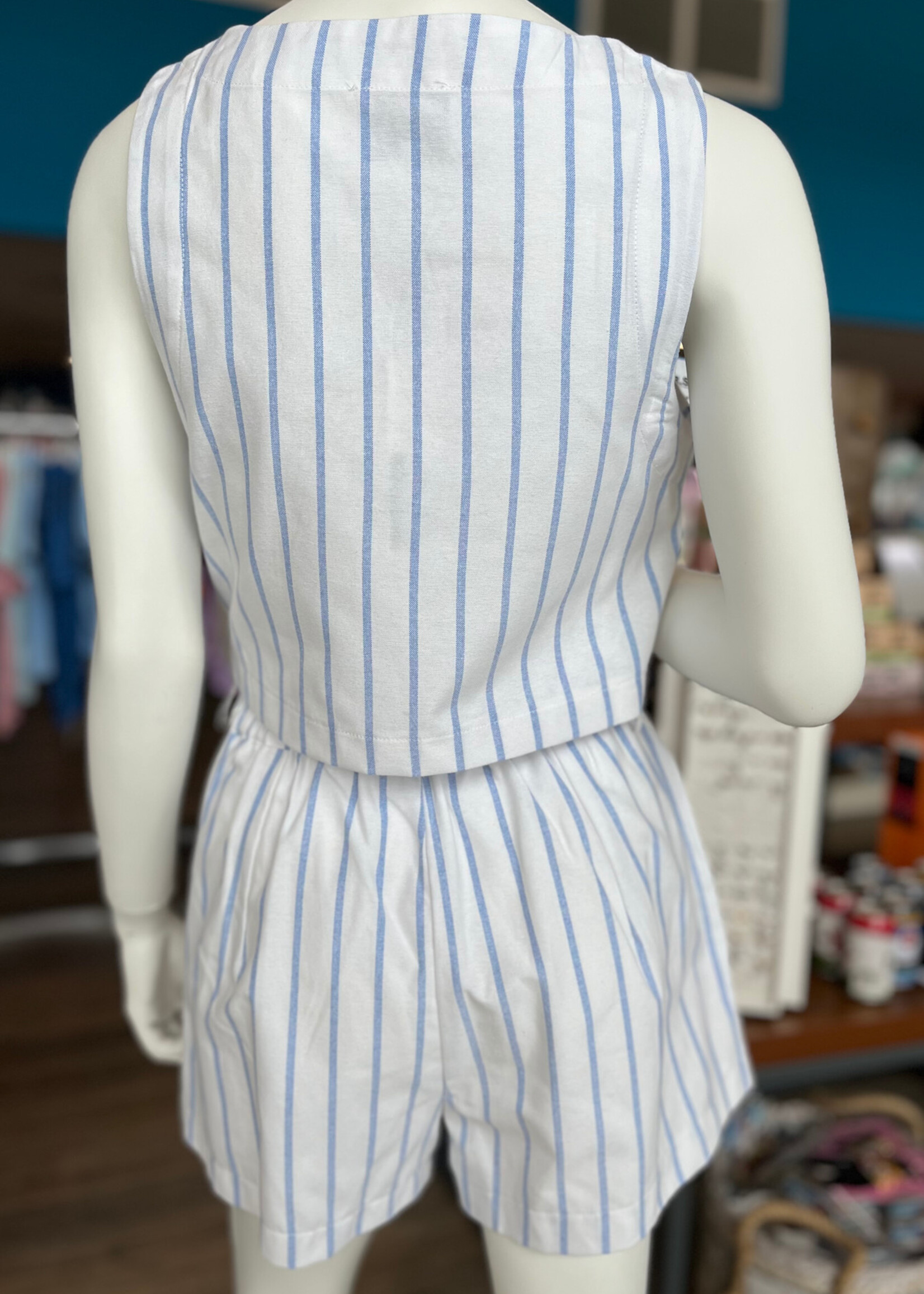 Mable Pin Stripe Crop Top & Shorts Set