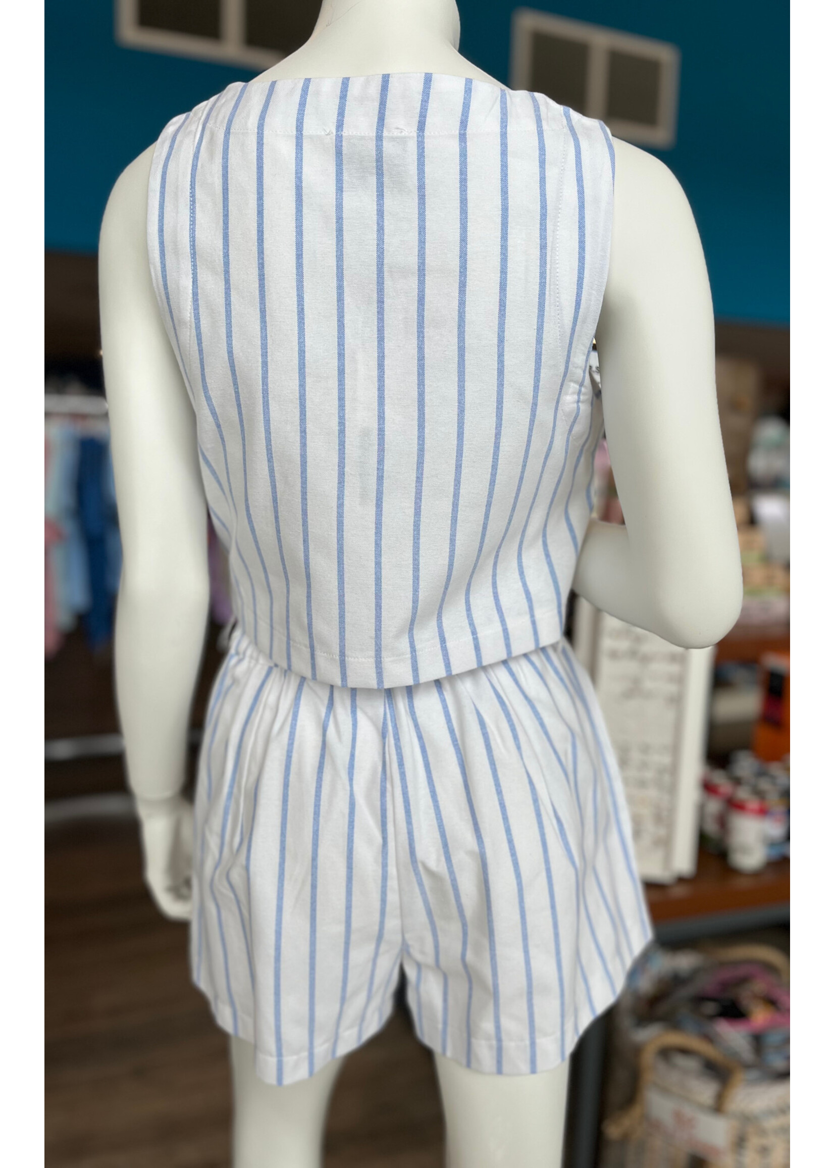 Mable Pin Stripe Crop Top & Shorts Set