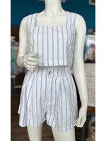 Mable Pin Stripe Crop Top & Shorts Set