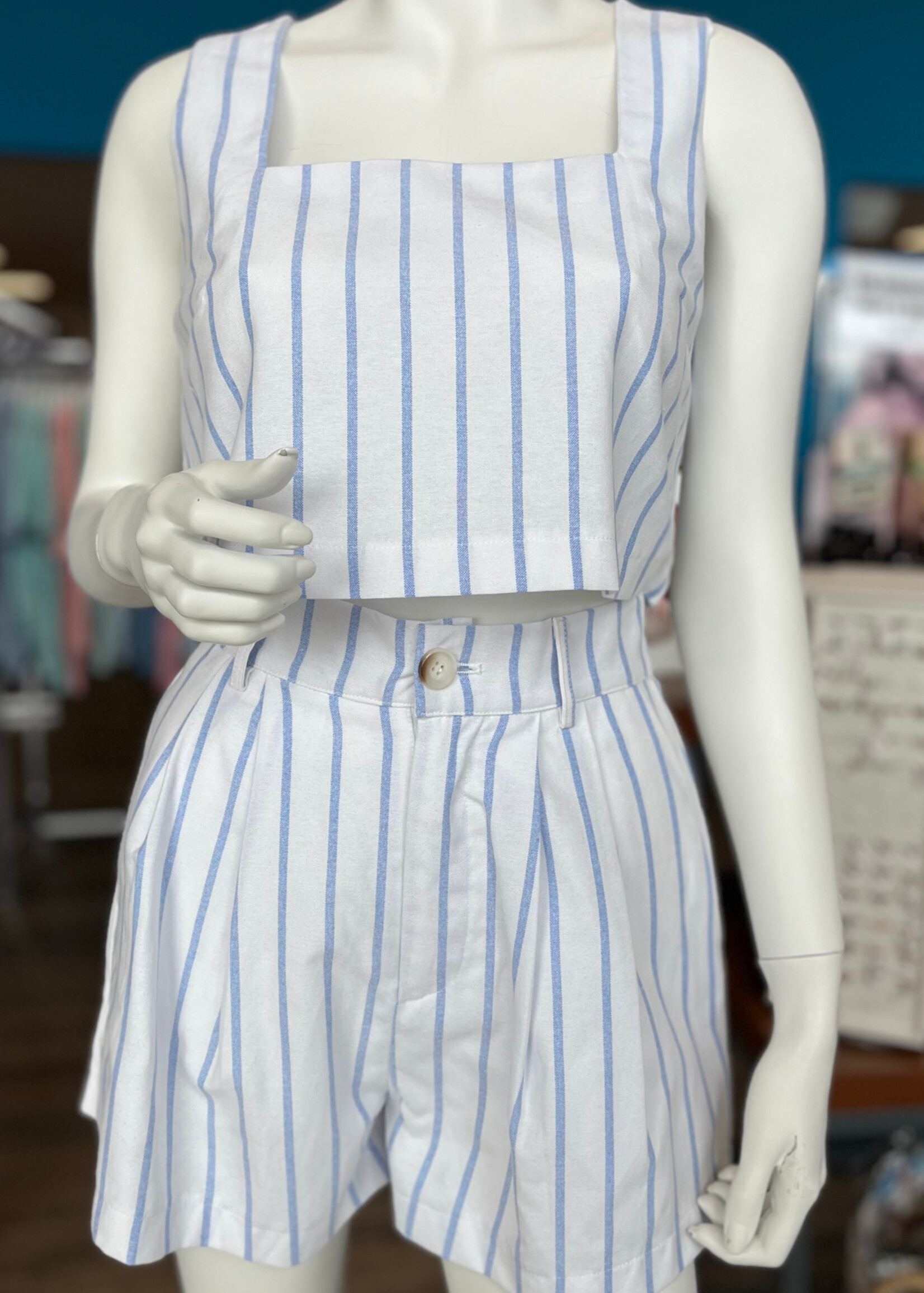 Mable Pin Stripe Crop Top & Shorts Set