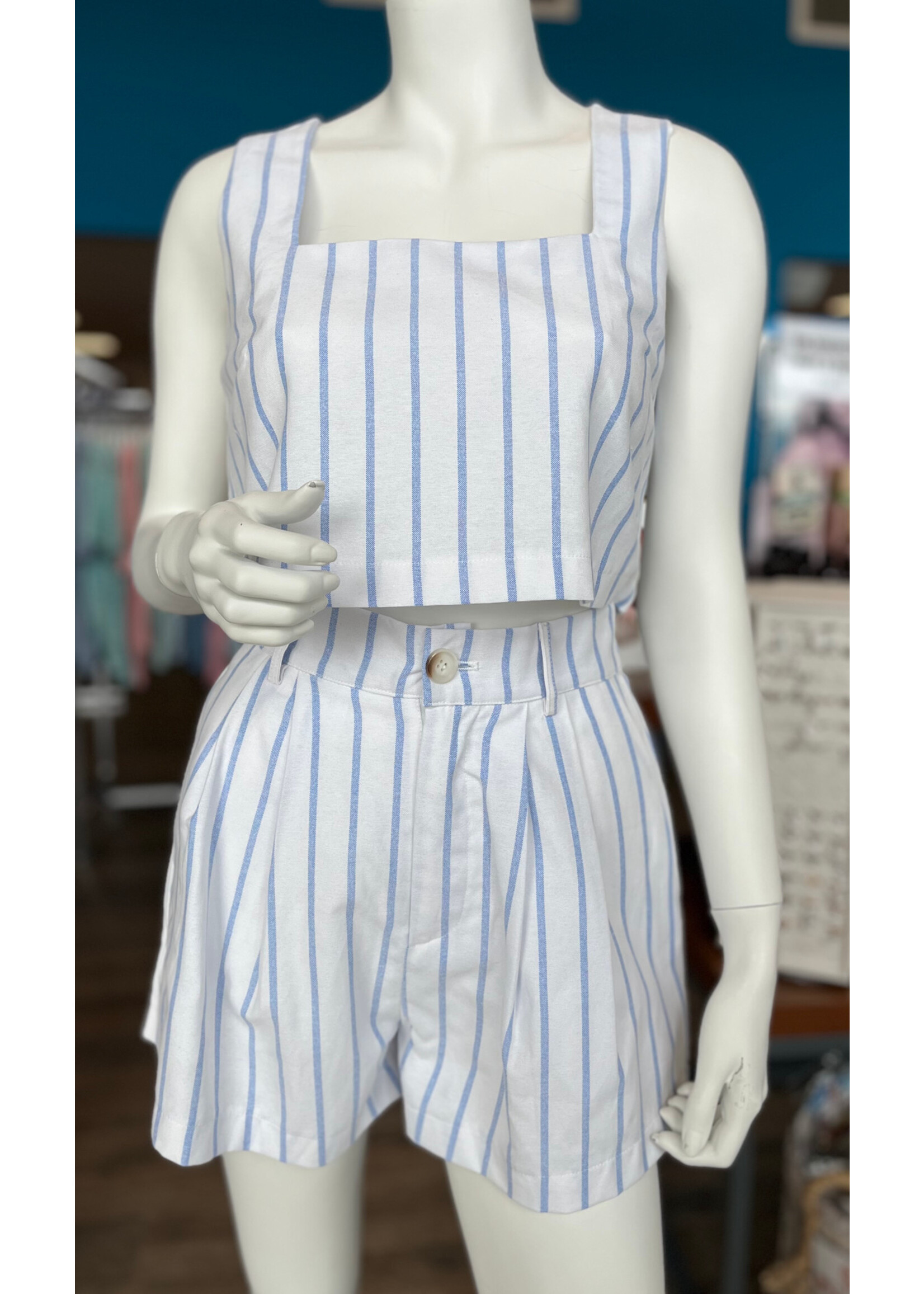 Mable Pin Stripe Crop Top & Shorts Set