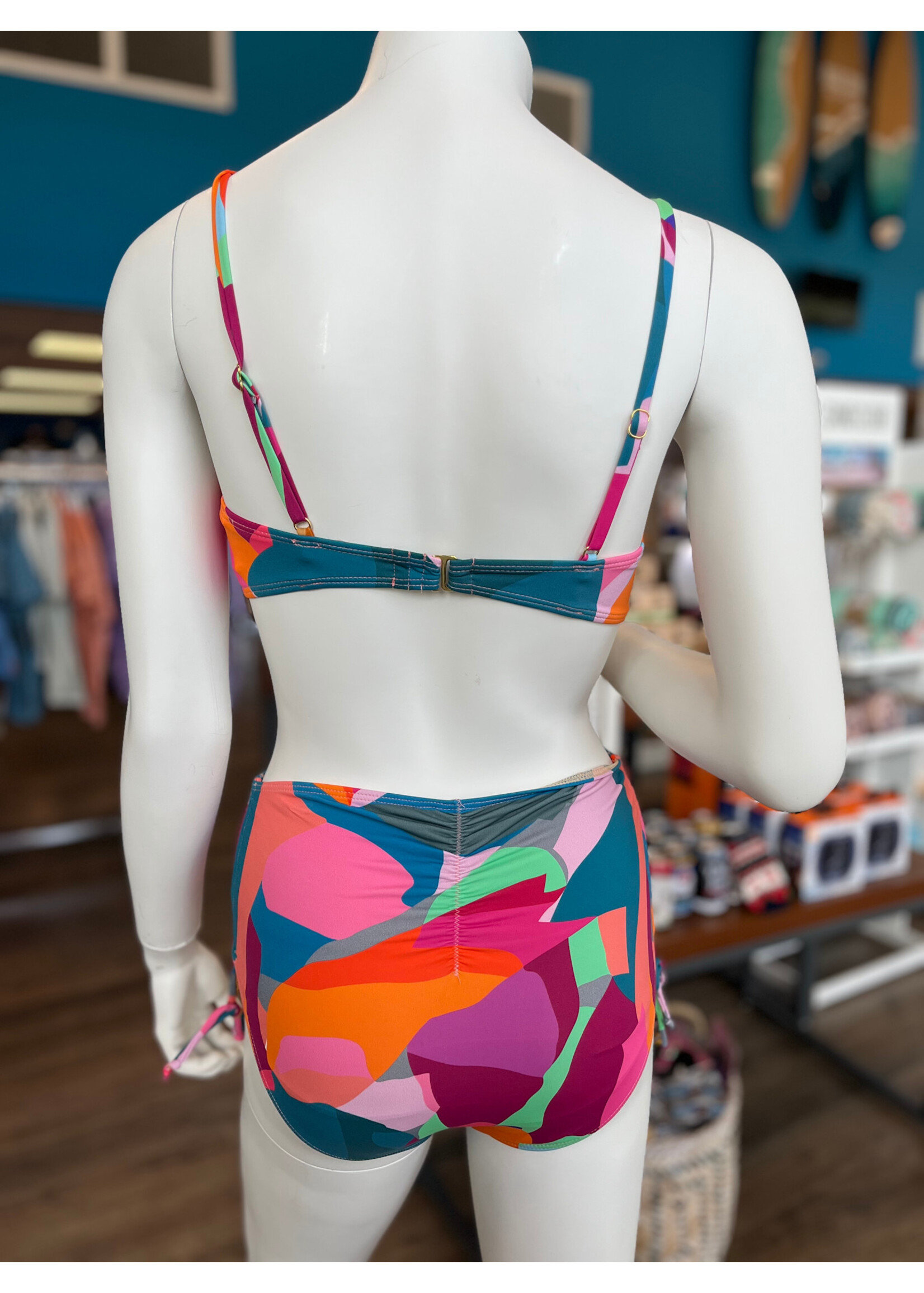 Vanilla Monkey Colorful Scoop Top High Waist Bikini Set