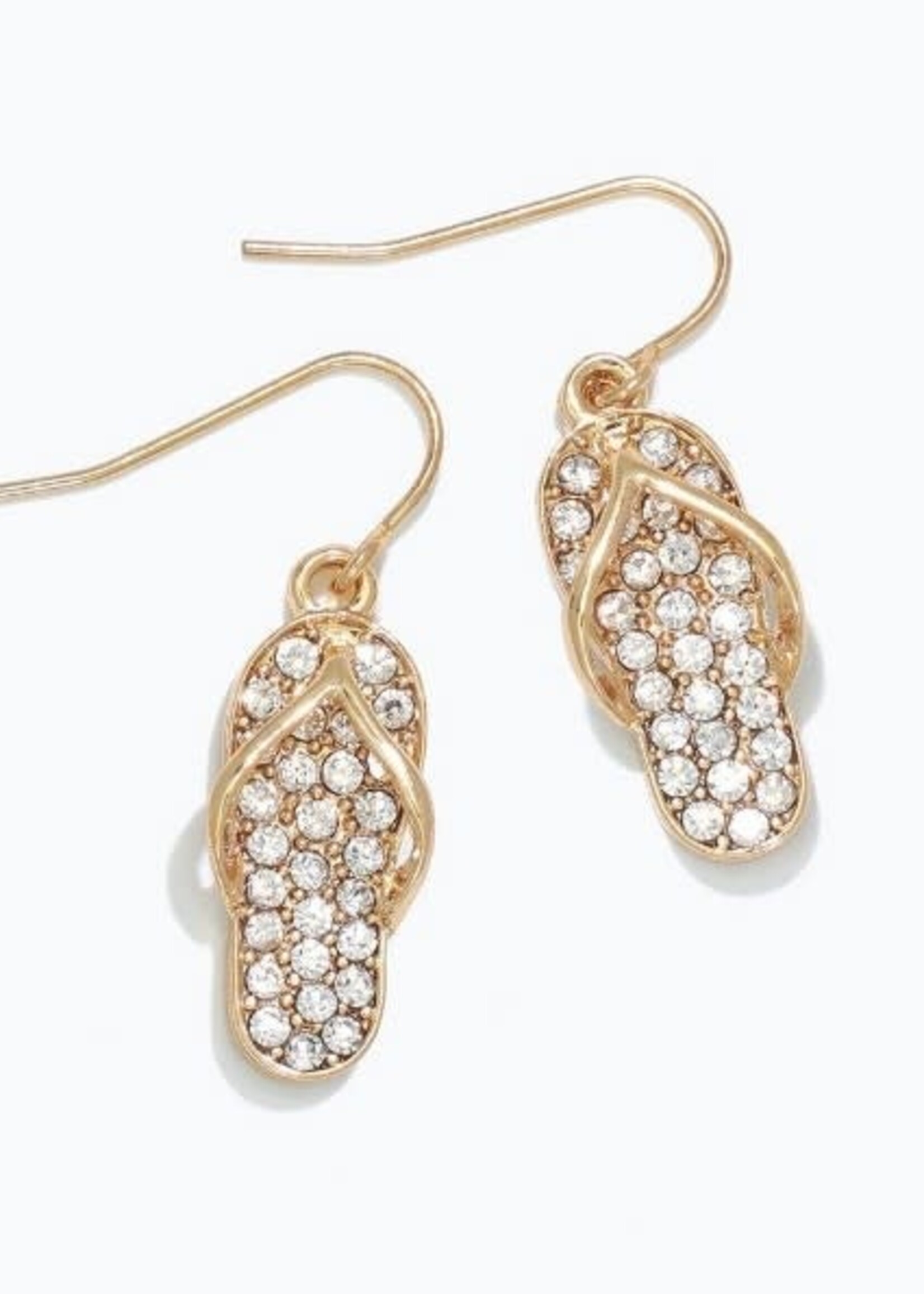 Earrings - Crystal + Gold Flip Flops