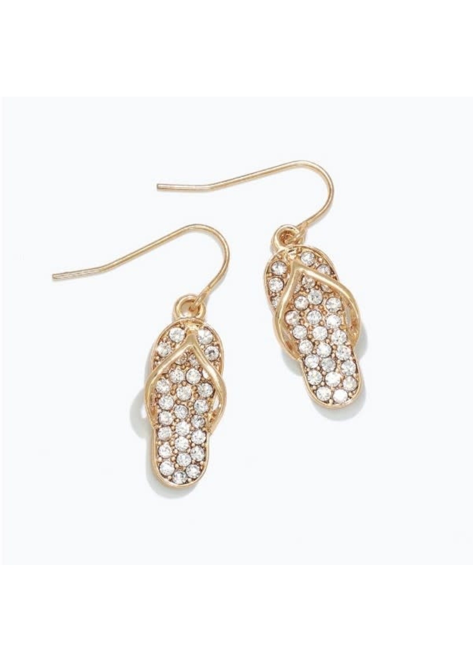 Earrings - Crystal + Gold Flip Flops