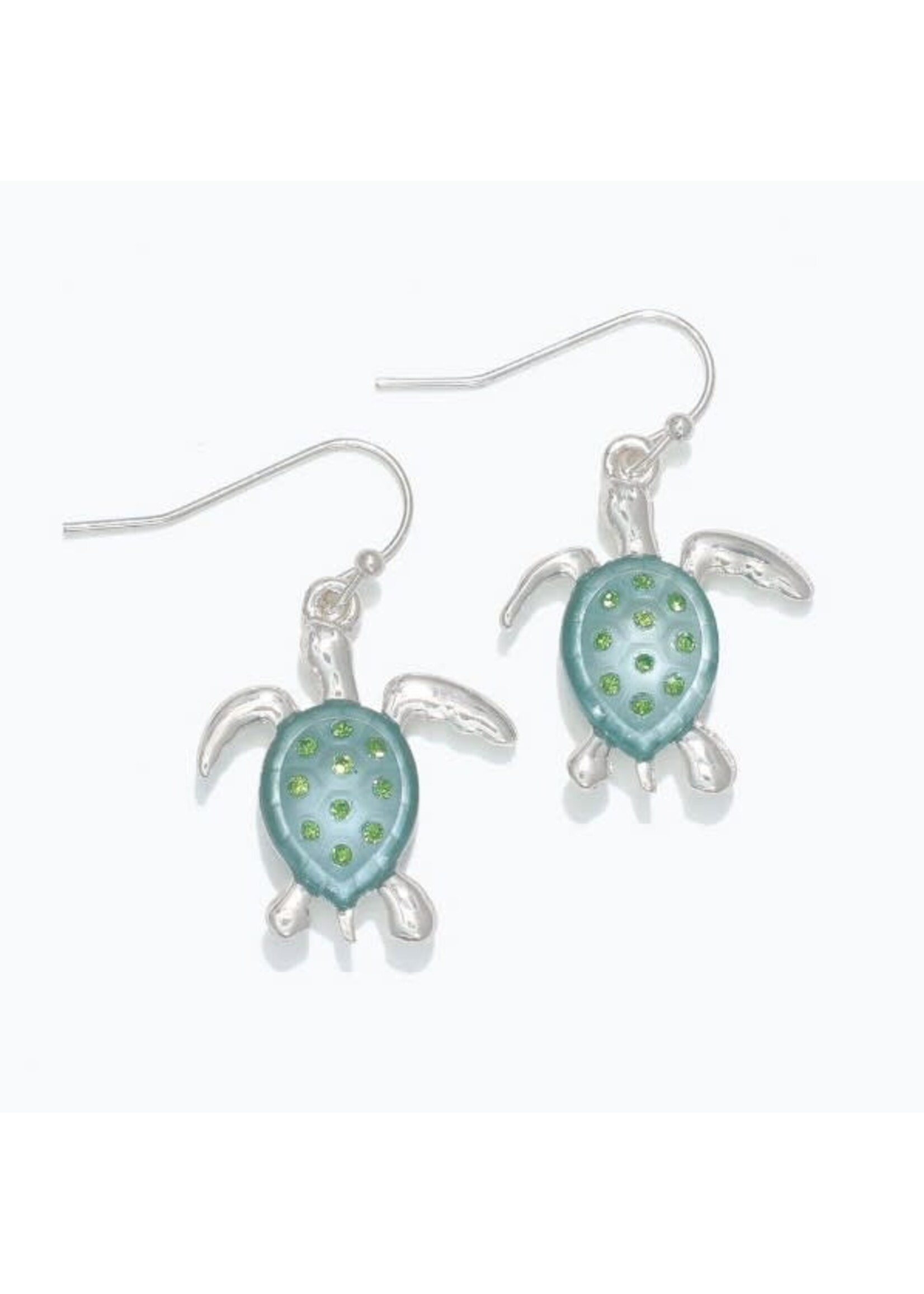 Earrings - Turtles w/ Mint Crystals