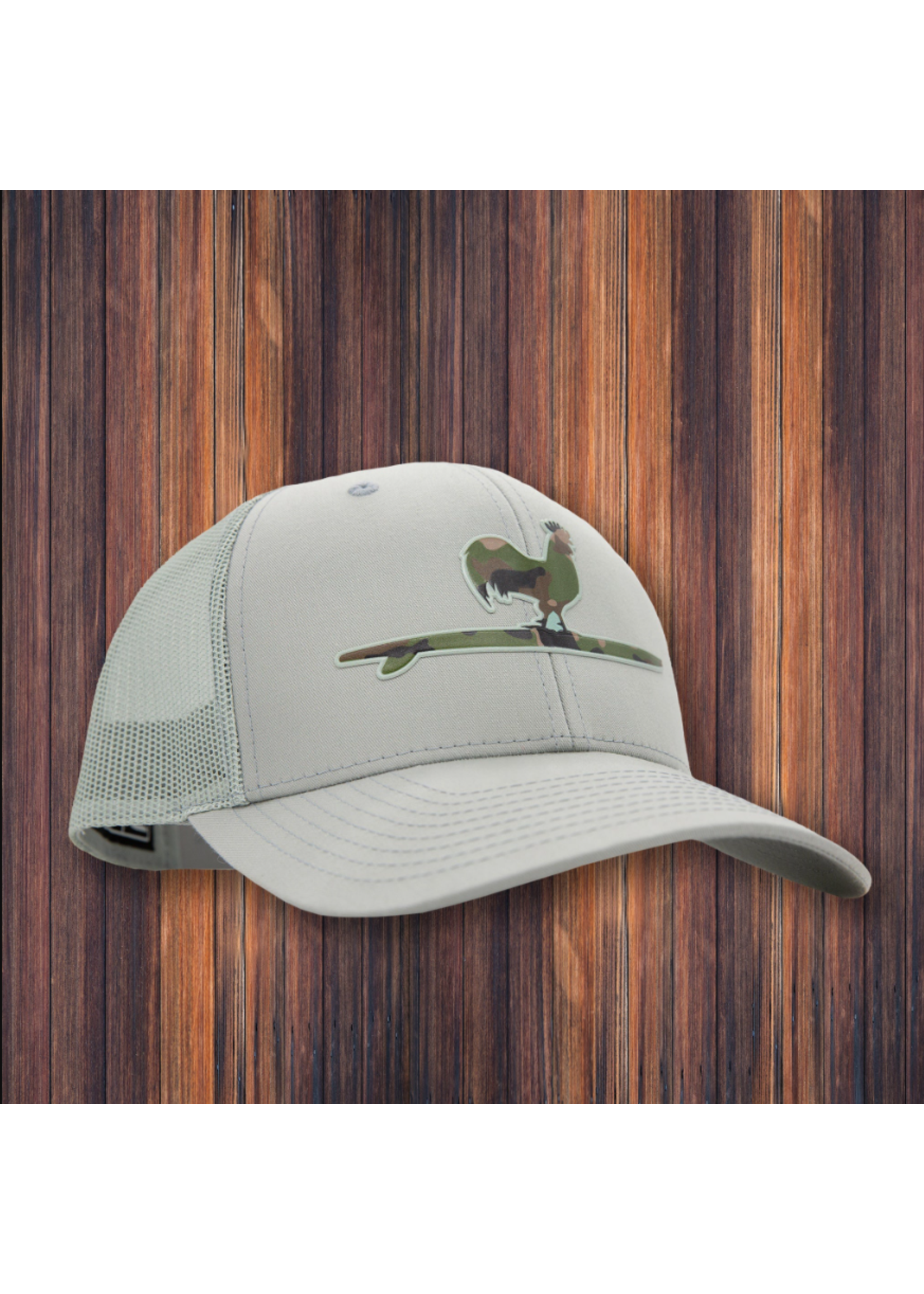 Beach and Barn Surfing Rooster Camo Snapback Hat -Solid Quarry