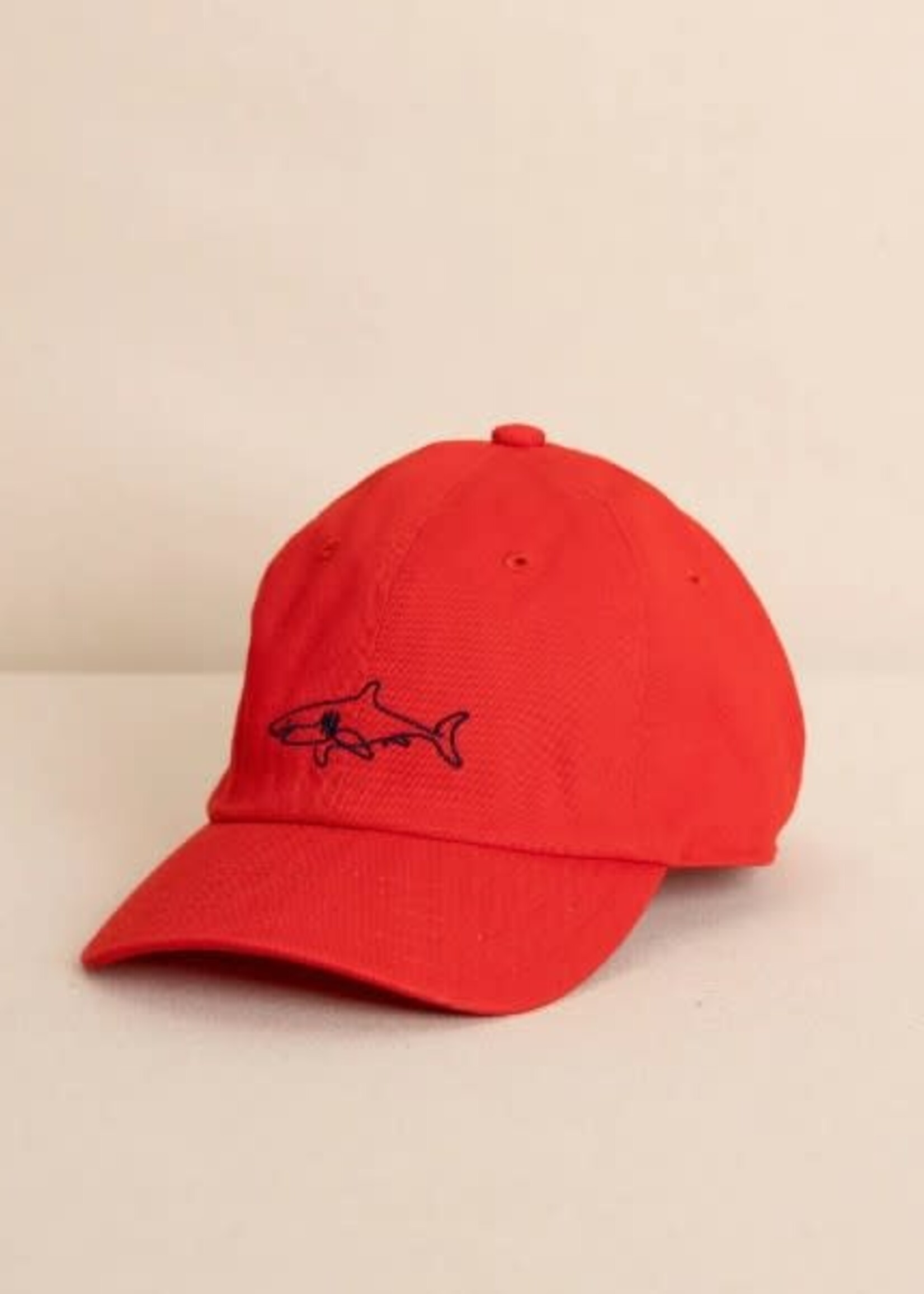 Southern Tide Youth UH OH Sharks Leather Strap Hat - Poppy Red