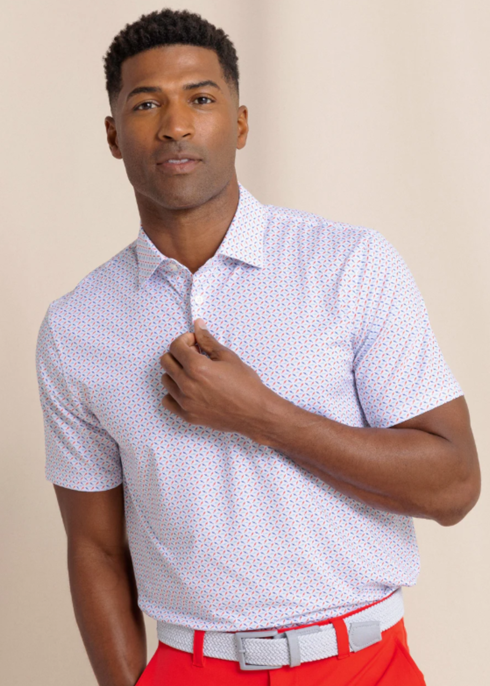 Southern Tide Driver Fin-tastic Catch Printed Polo
