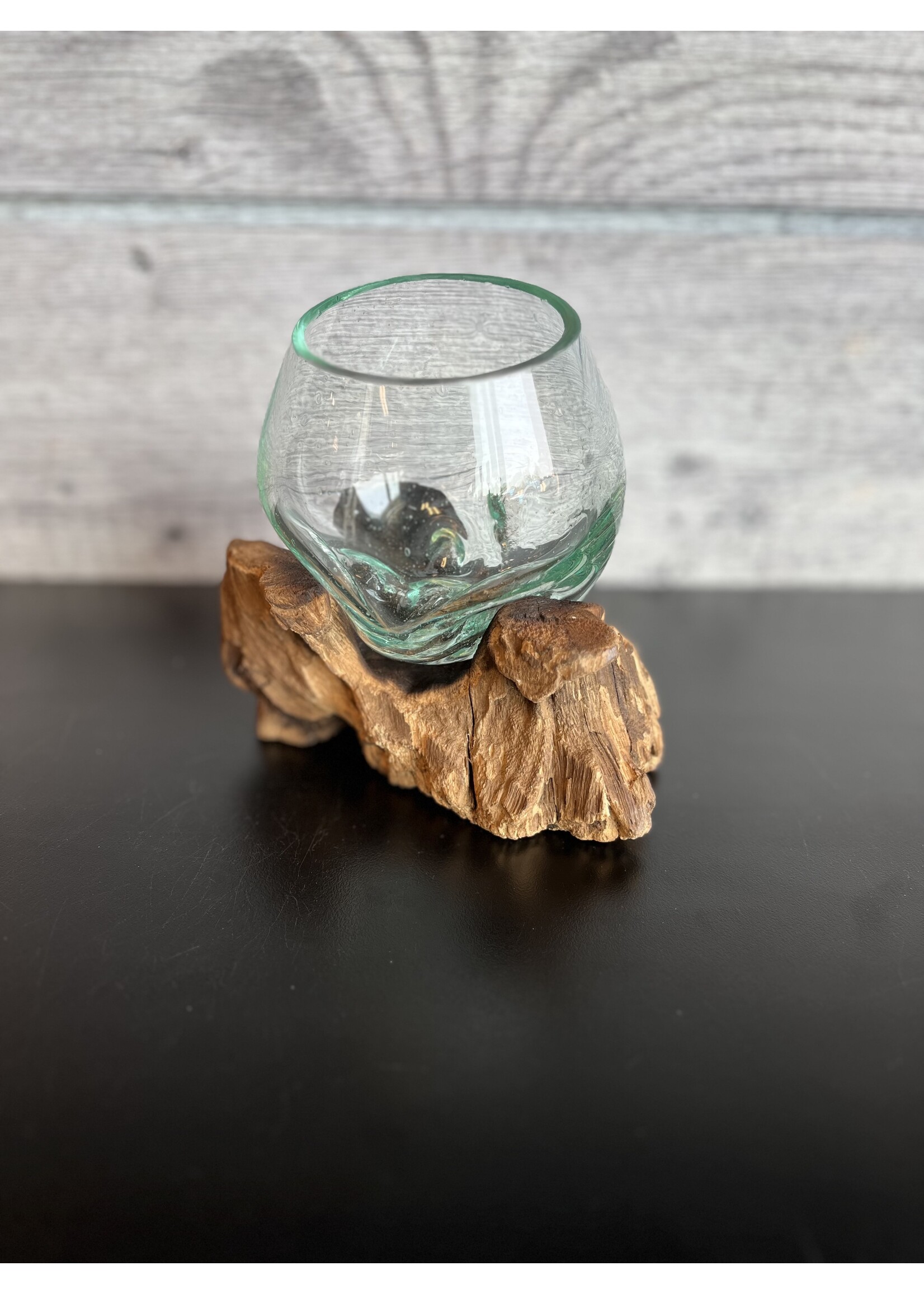 Small Glass Bowl on Driftwood