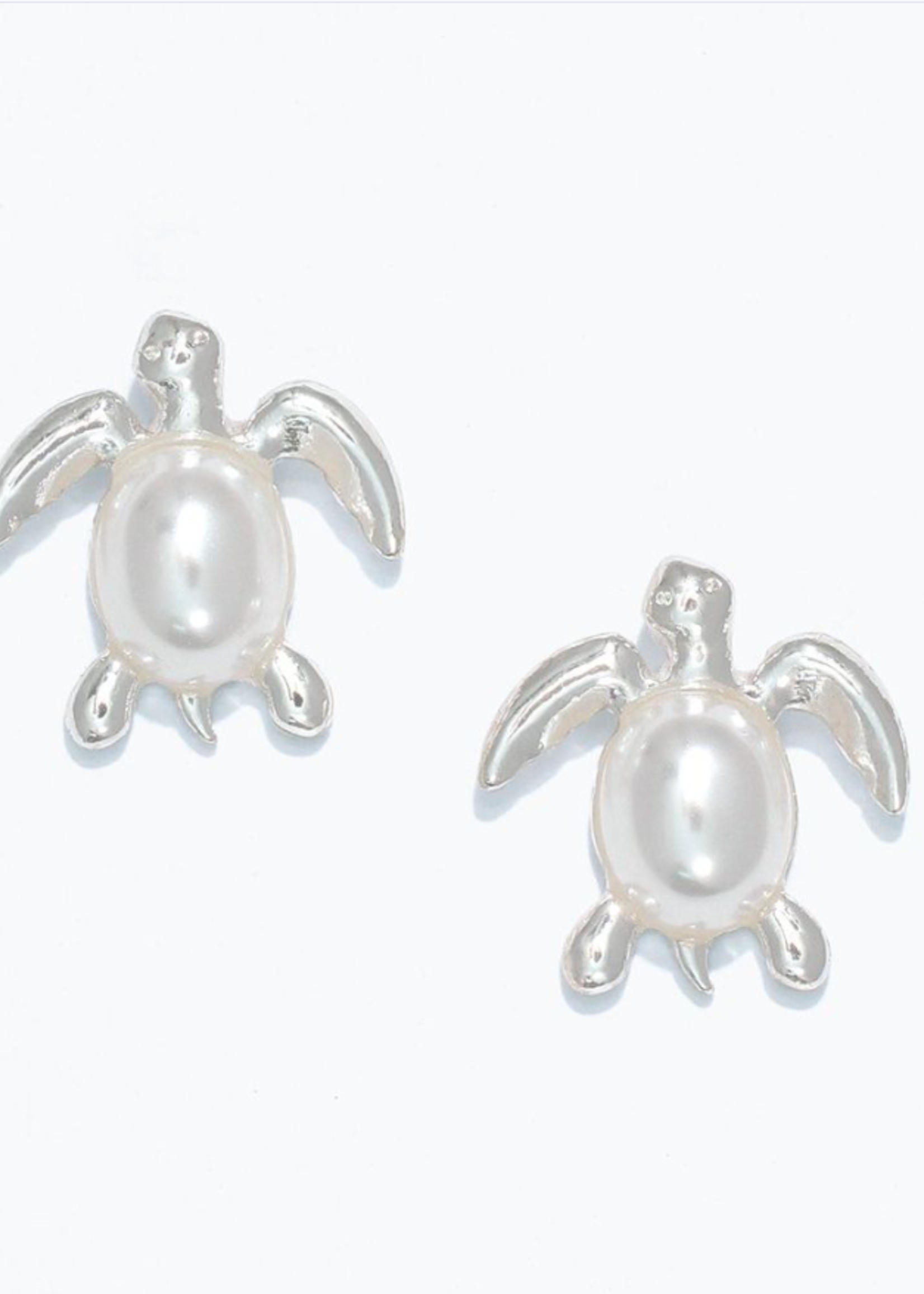 Earrings - Silver Turtles with Pearls