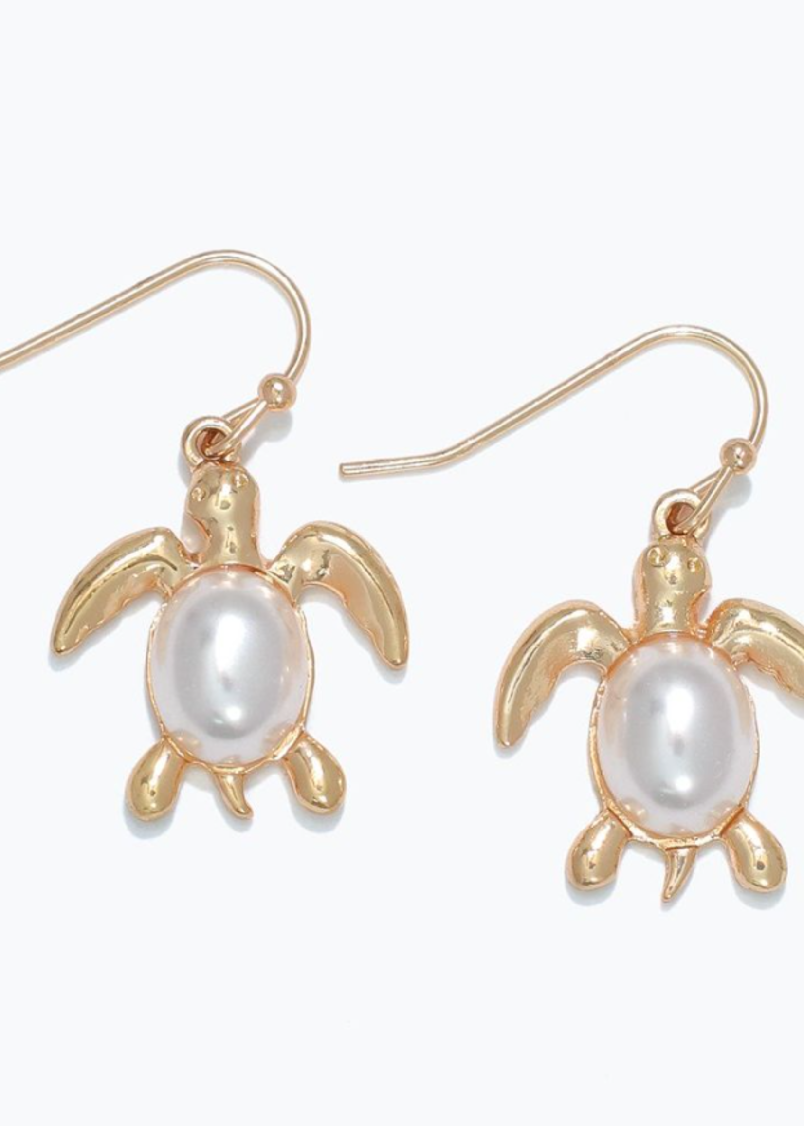 Earrings - Gold Turtles with Pearls