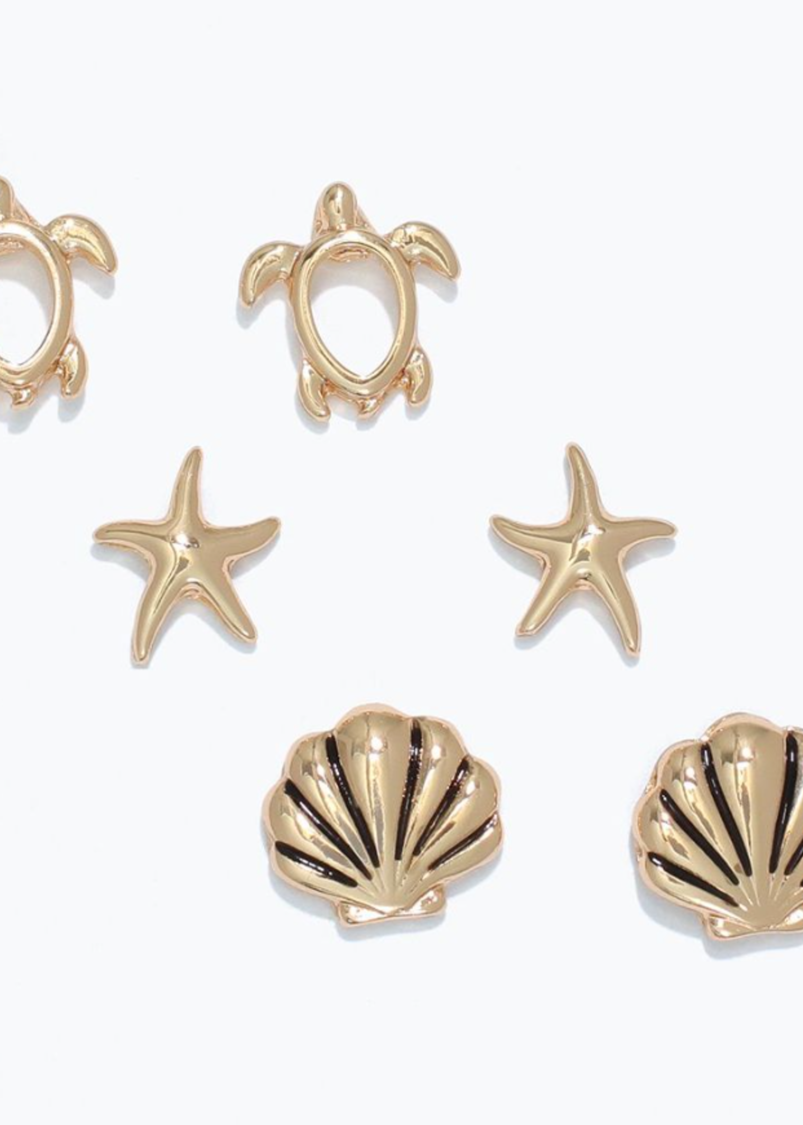 Earrings - Gold Turtle Starfish Shell