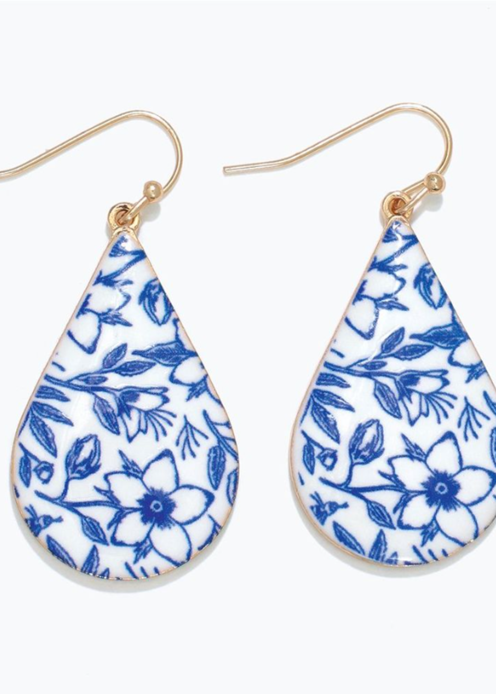 Earrings - Blue and White Floral