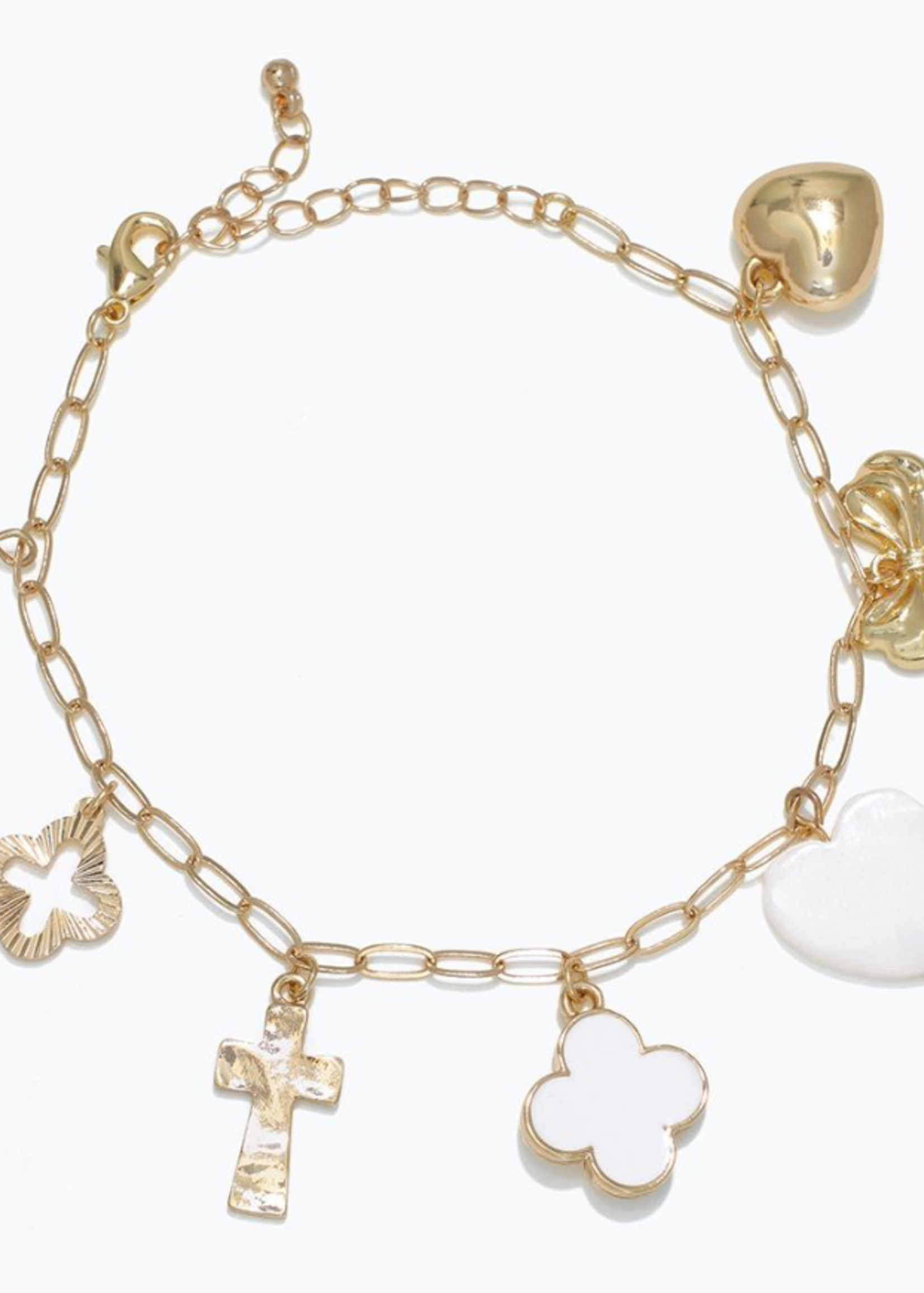 Bracelet - Gold & White Charms