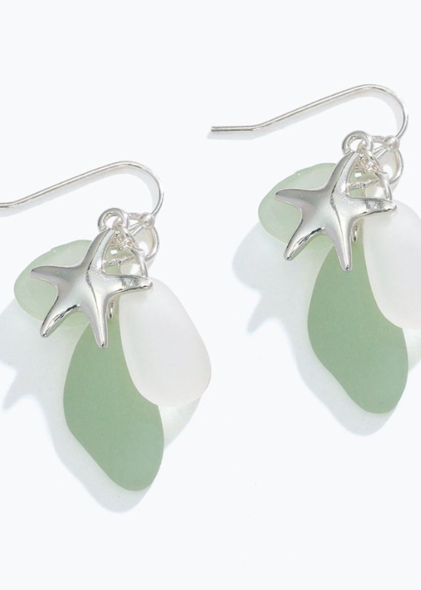 Earrings - Starfish with Sea Glass