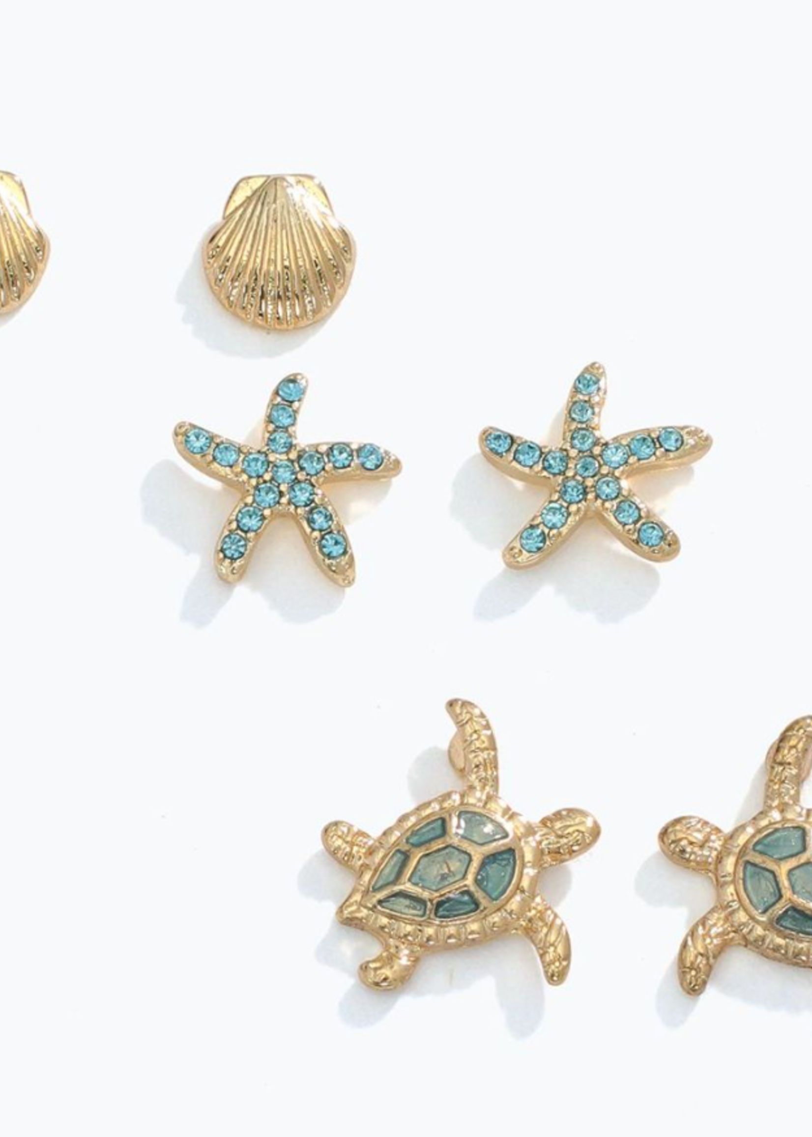 Earrings - Gold Turtle Trio