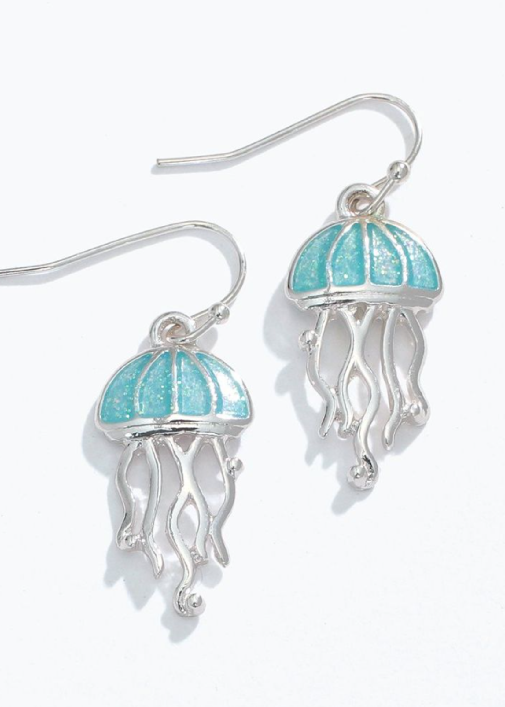 Earrings - Aqua Glitter Jellyfish