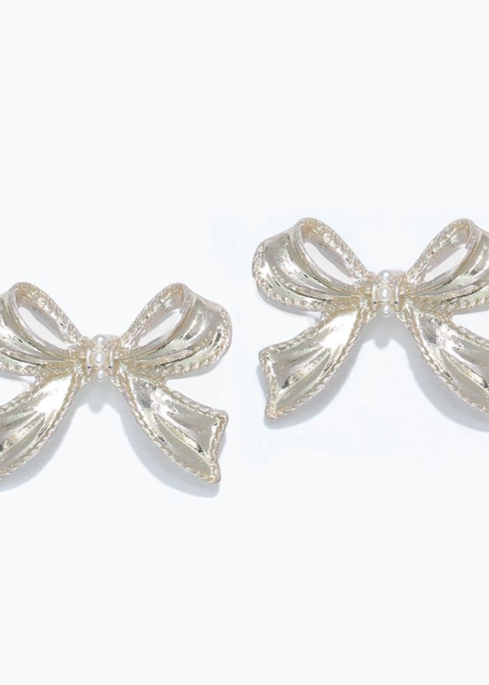 Earrings - Silver Bow with Pearls