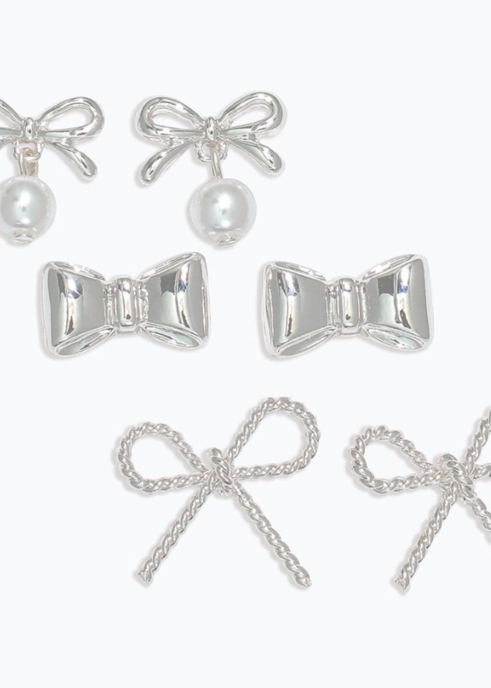 Earrings -  Silver Bow Trio