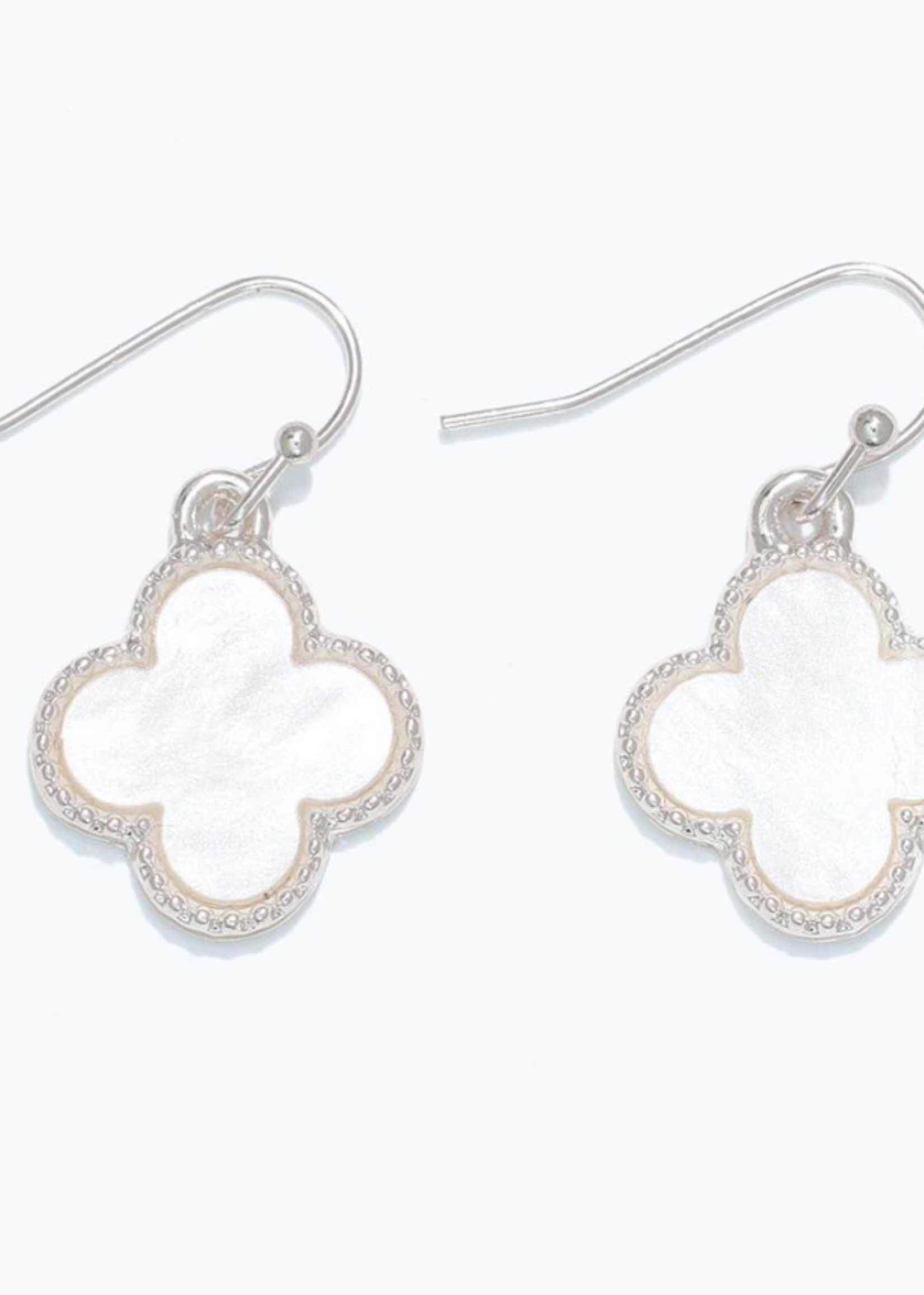 Earrings - Silver and White Clover