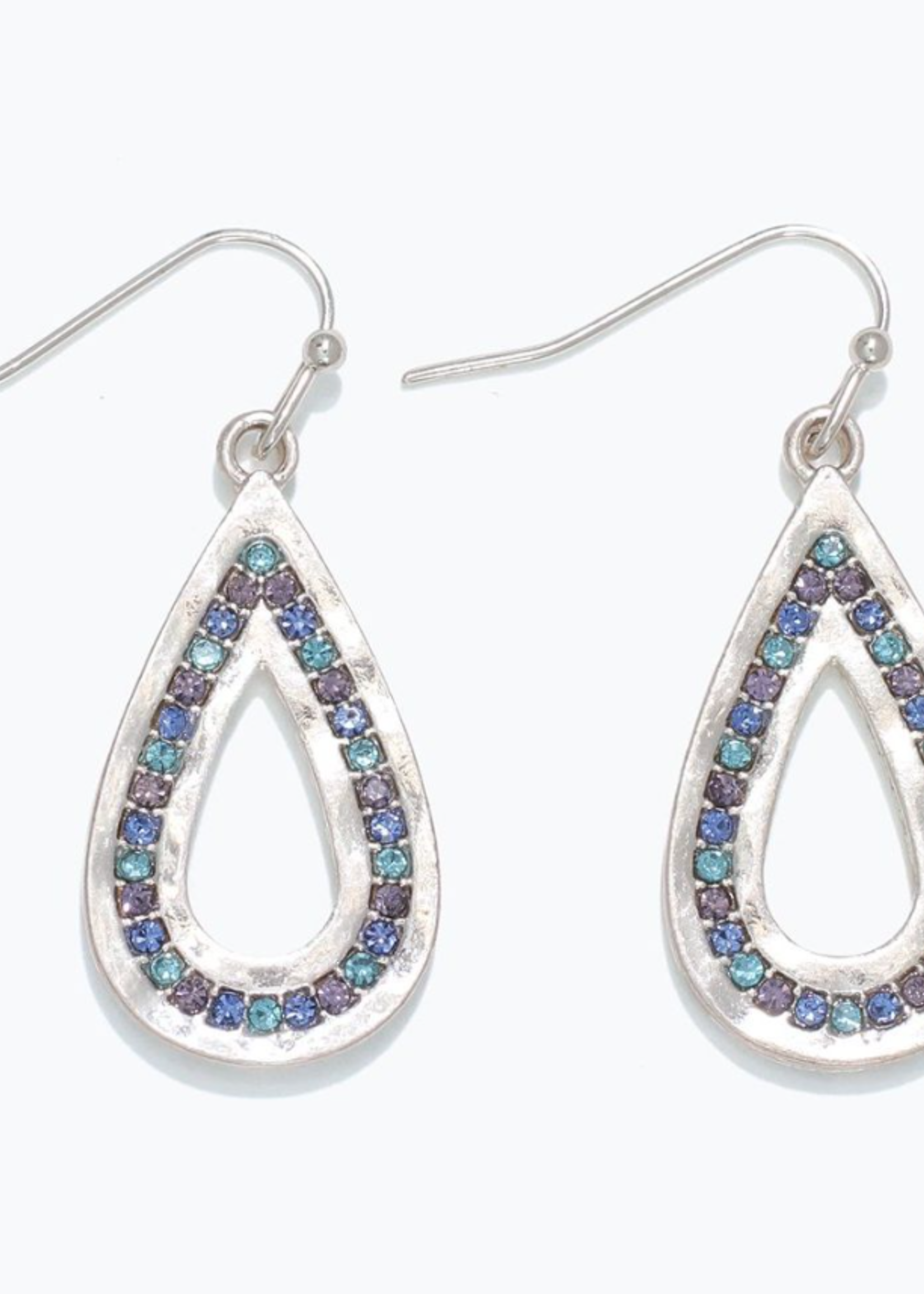 Earrings - SIlver with Blue Crystals