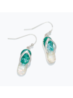 Earrings - Aqua Shell Flip Flop