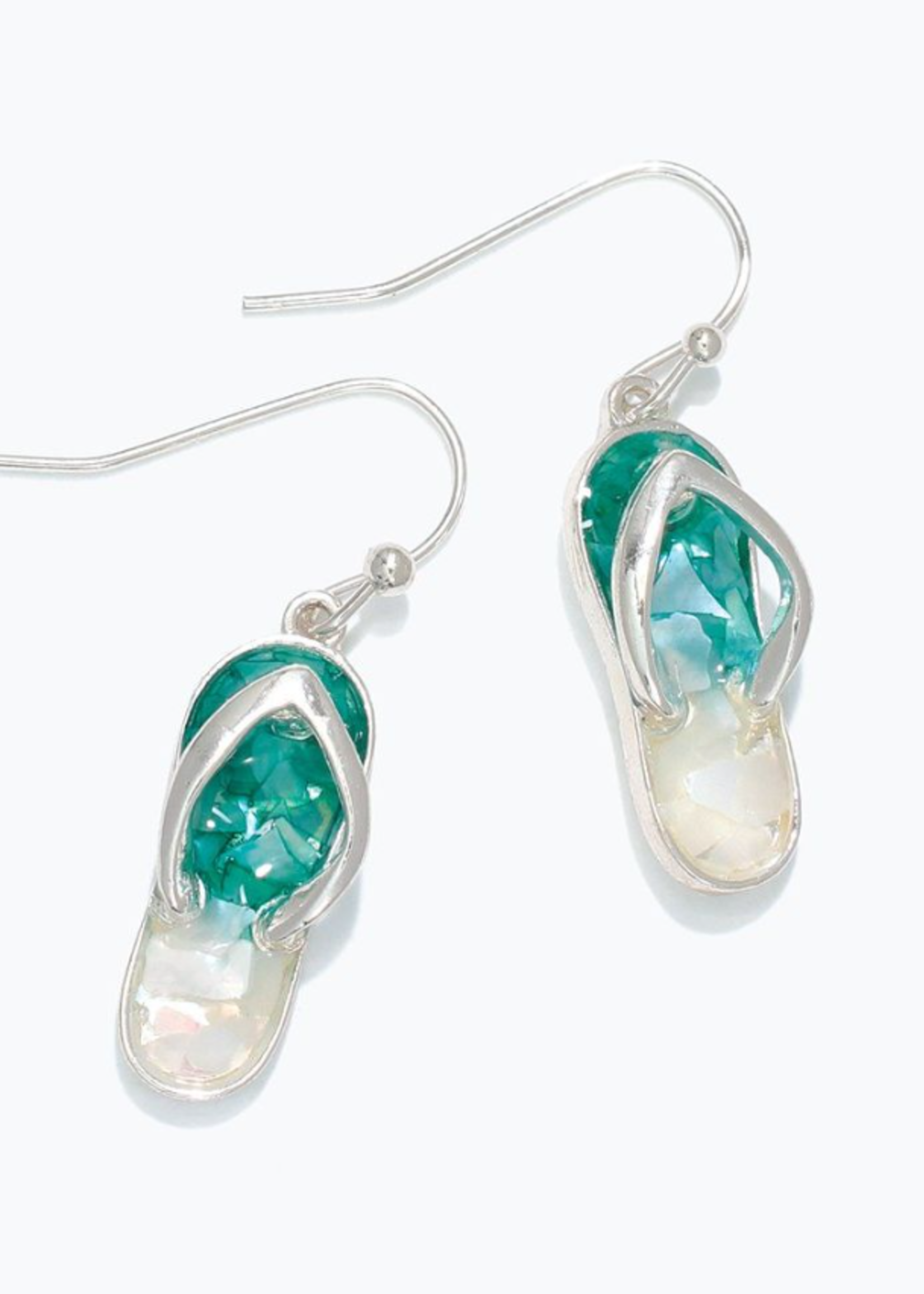 Earrings - Aqua Shell Flip Flop
