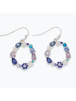 Earrings - Silver w/ Blue Crystals