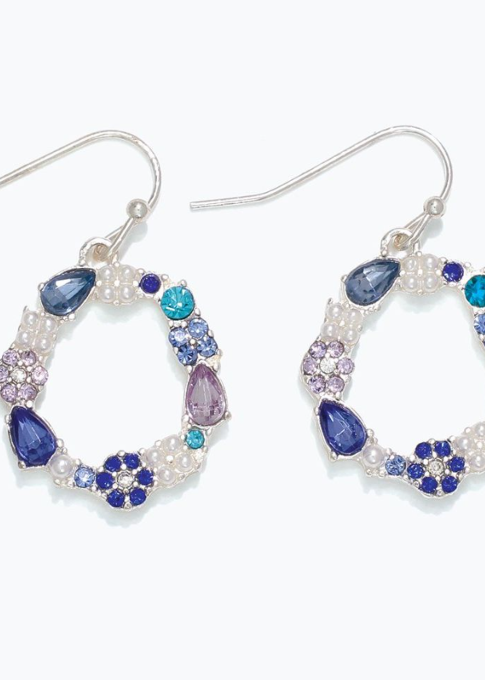 Earrings - Silver w/ Blue Crystals