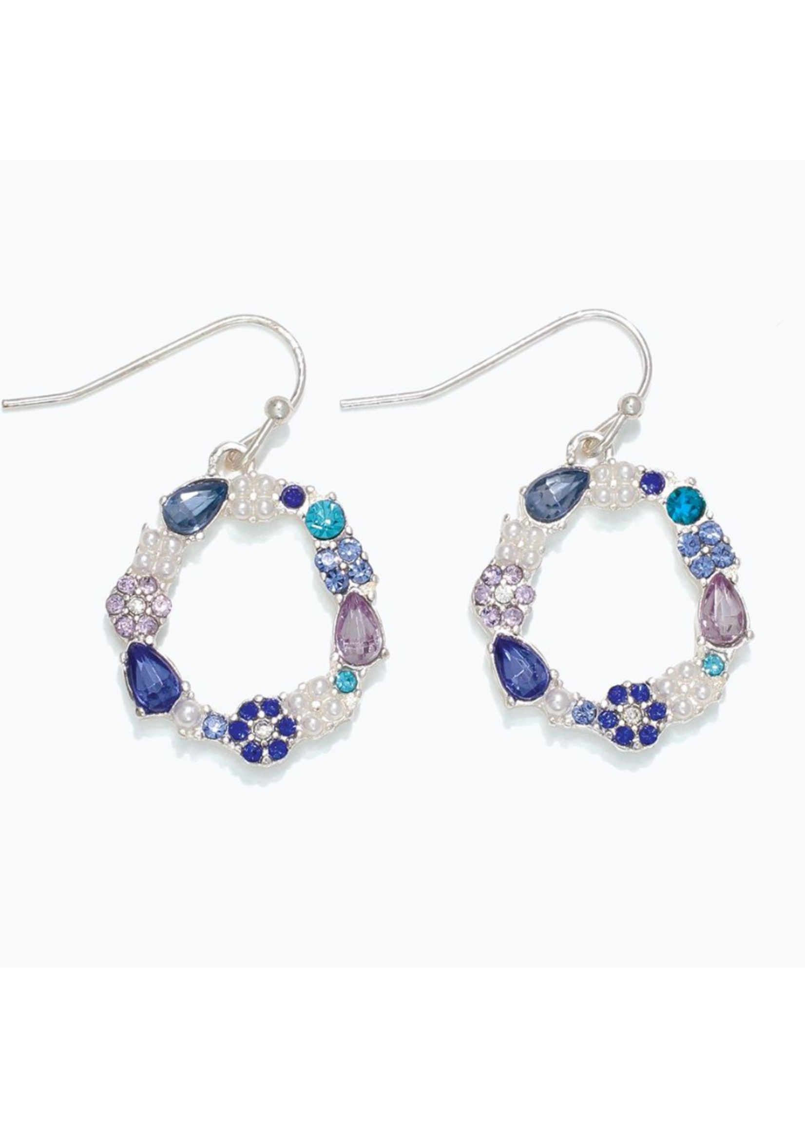 Earrings - Silver w/ Blue Crystals