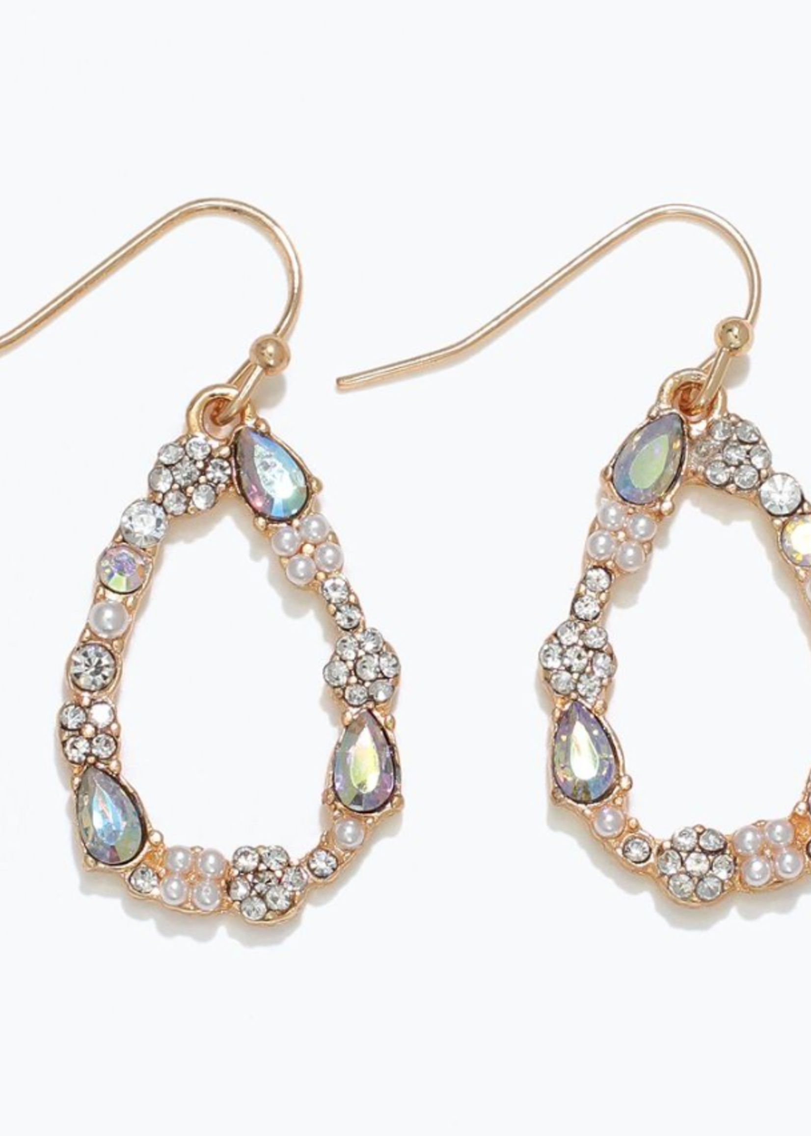 Earrings - Gold With Crystal and Pearls