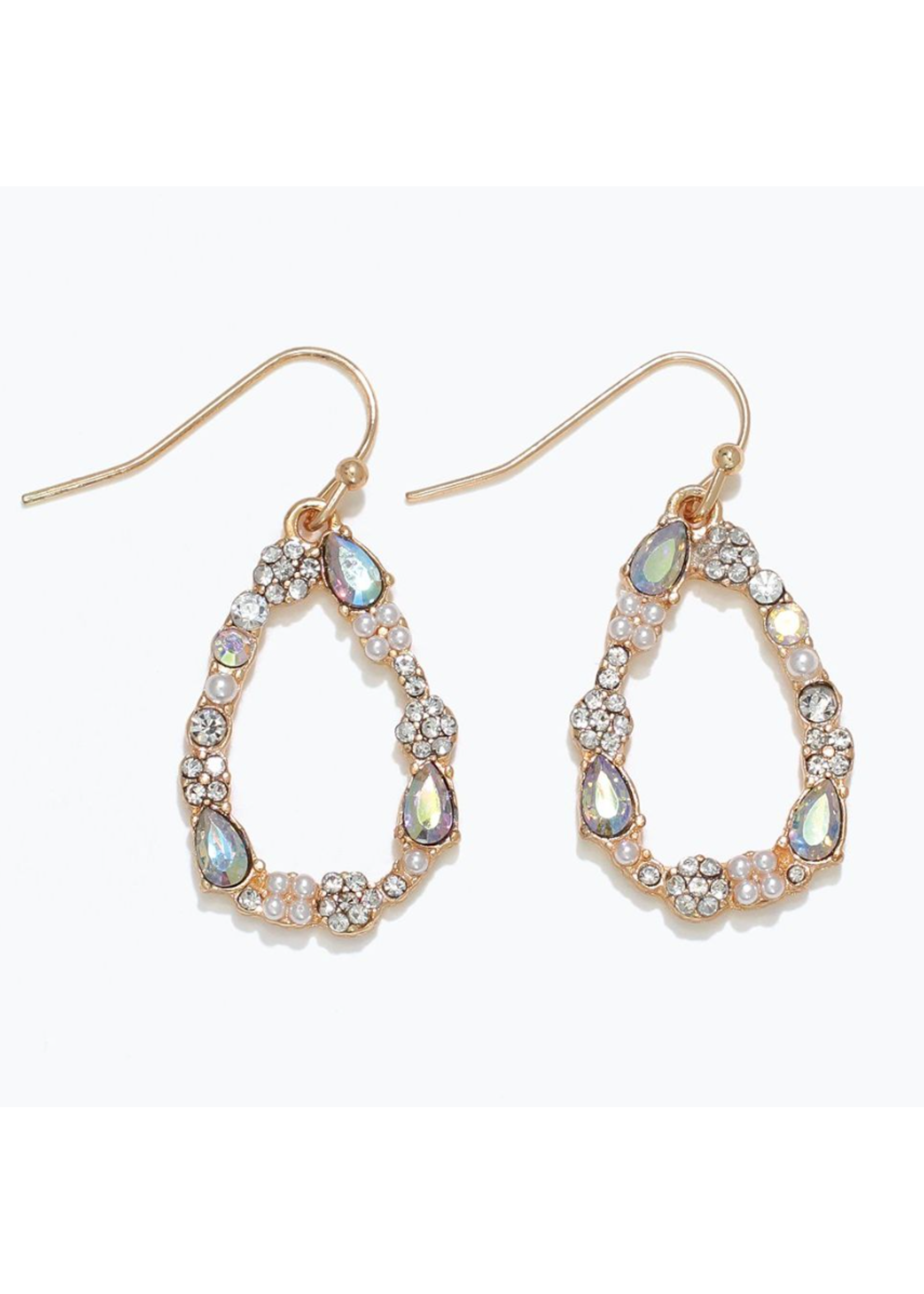 Earrings - Gold With Crystal and Pearls