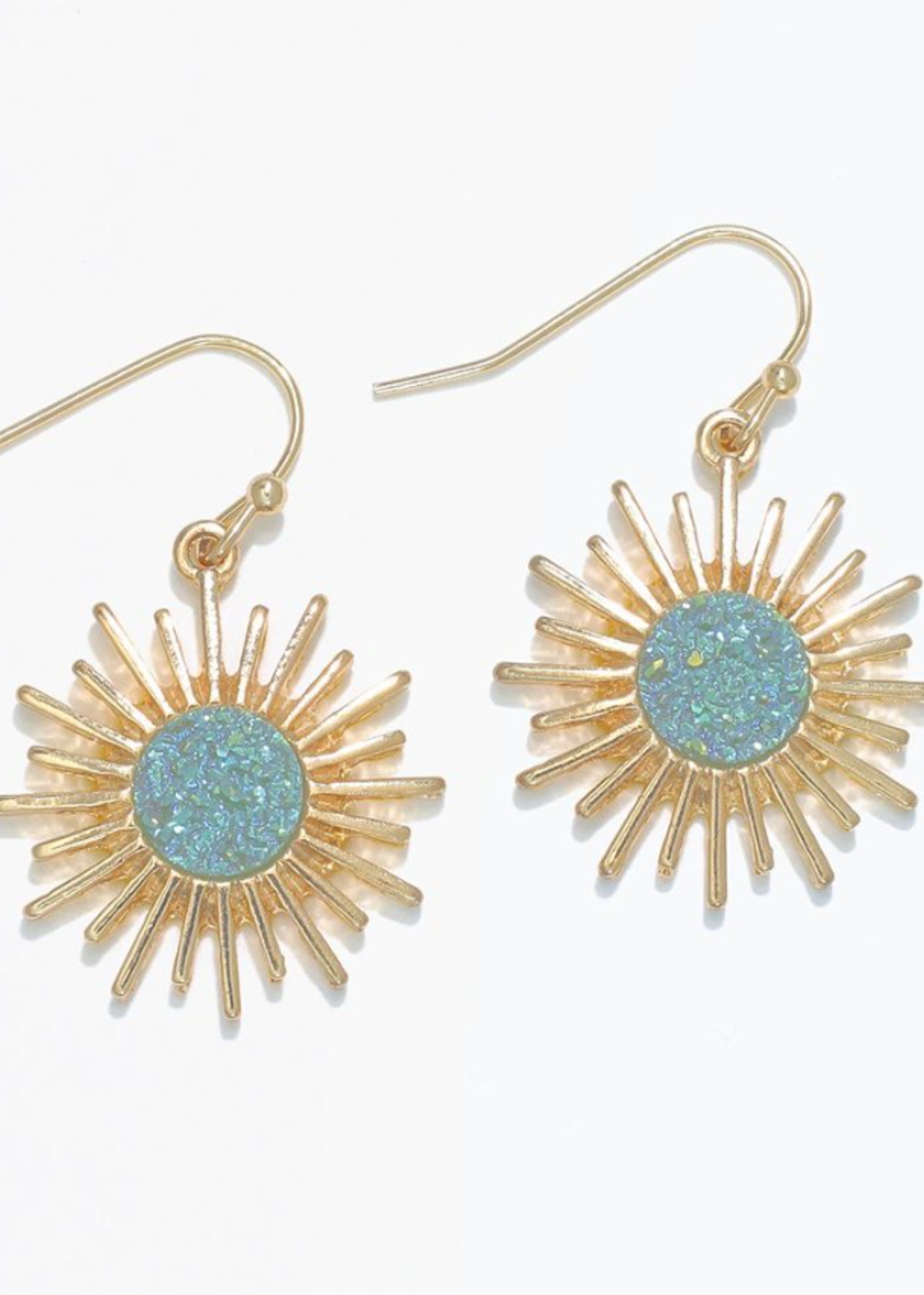 Earrings - Gold Burst w/ Mint Druzy