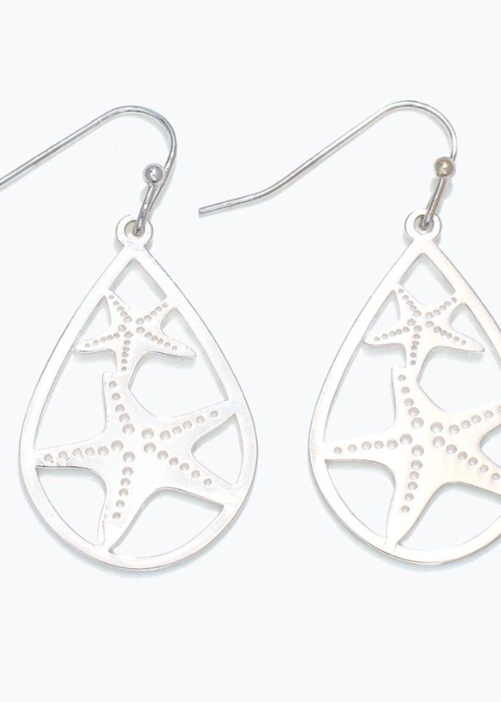 Earrings - Silver Starfish Cutouts