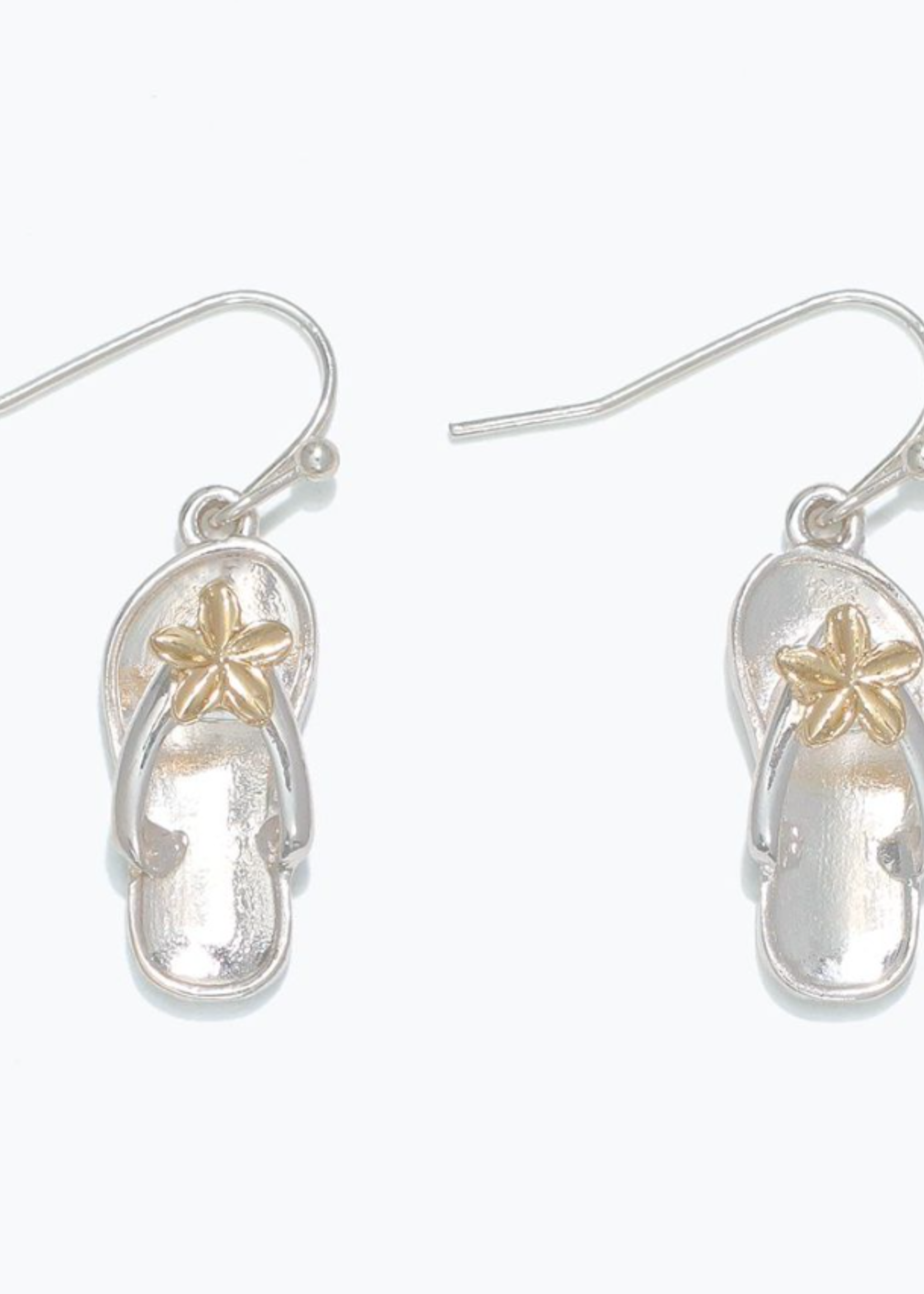 Earrings - Two Tone Flip Flop w/ Flower