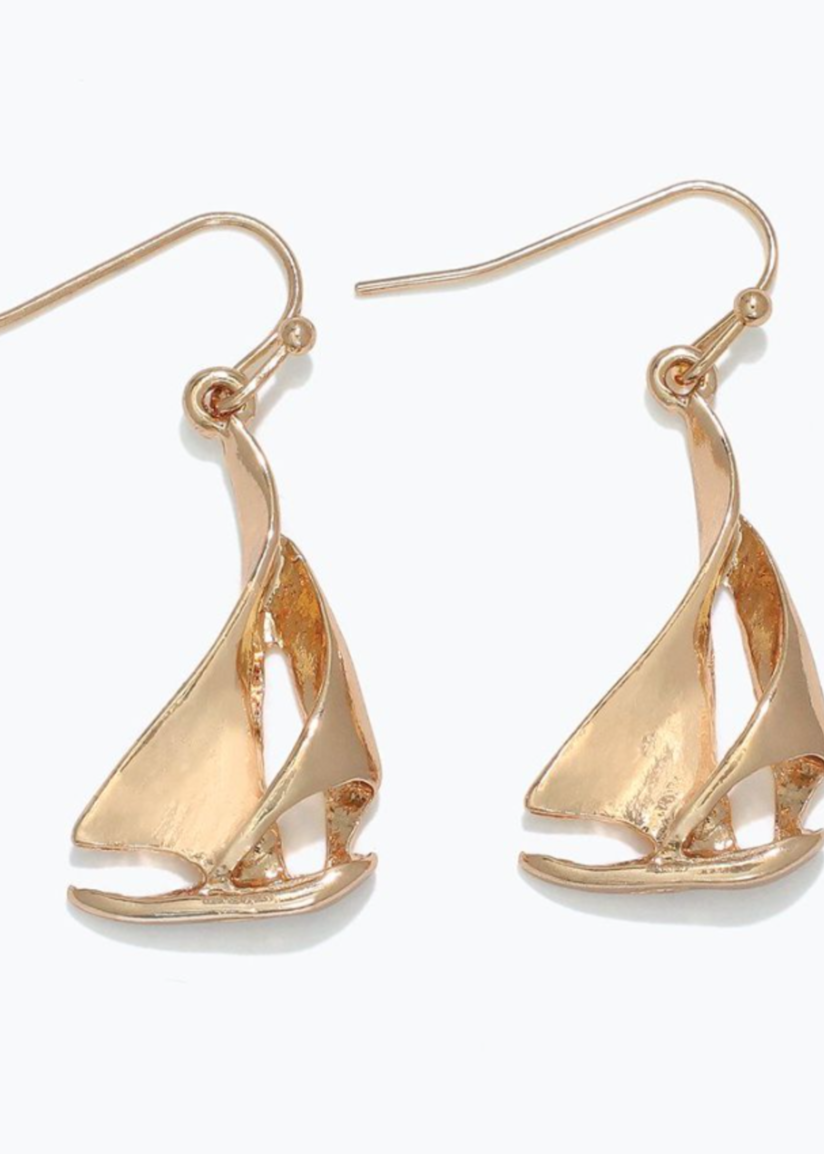 Earrings - Graceful Gold Sailboat