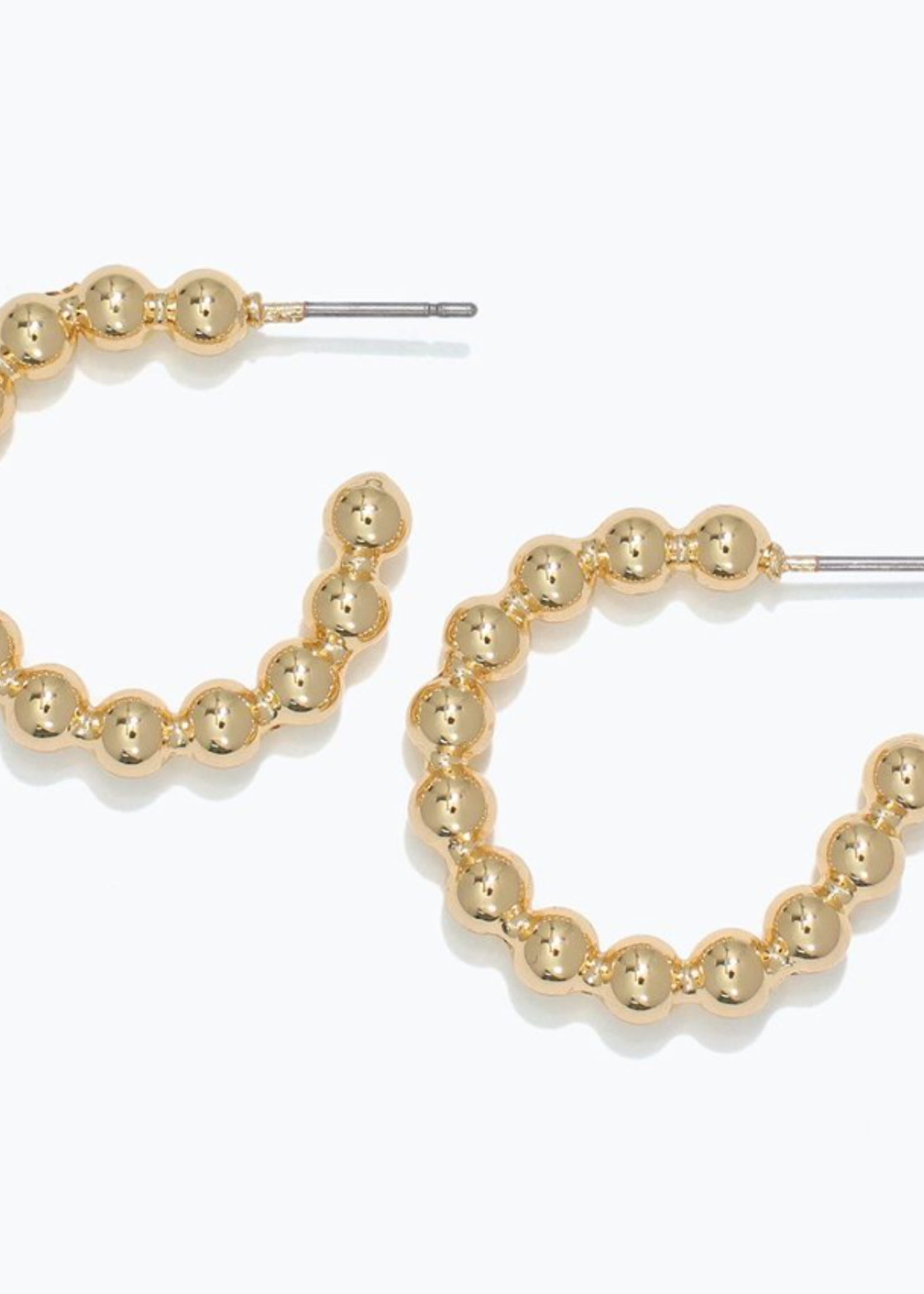 Earrings - Gold Beads Hoops