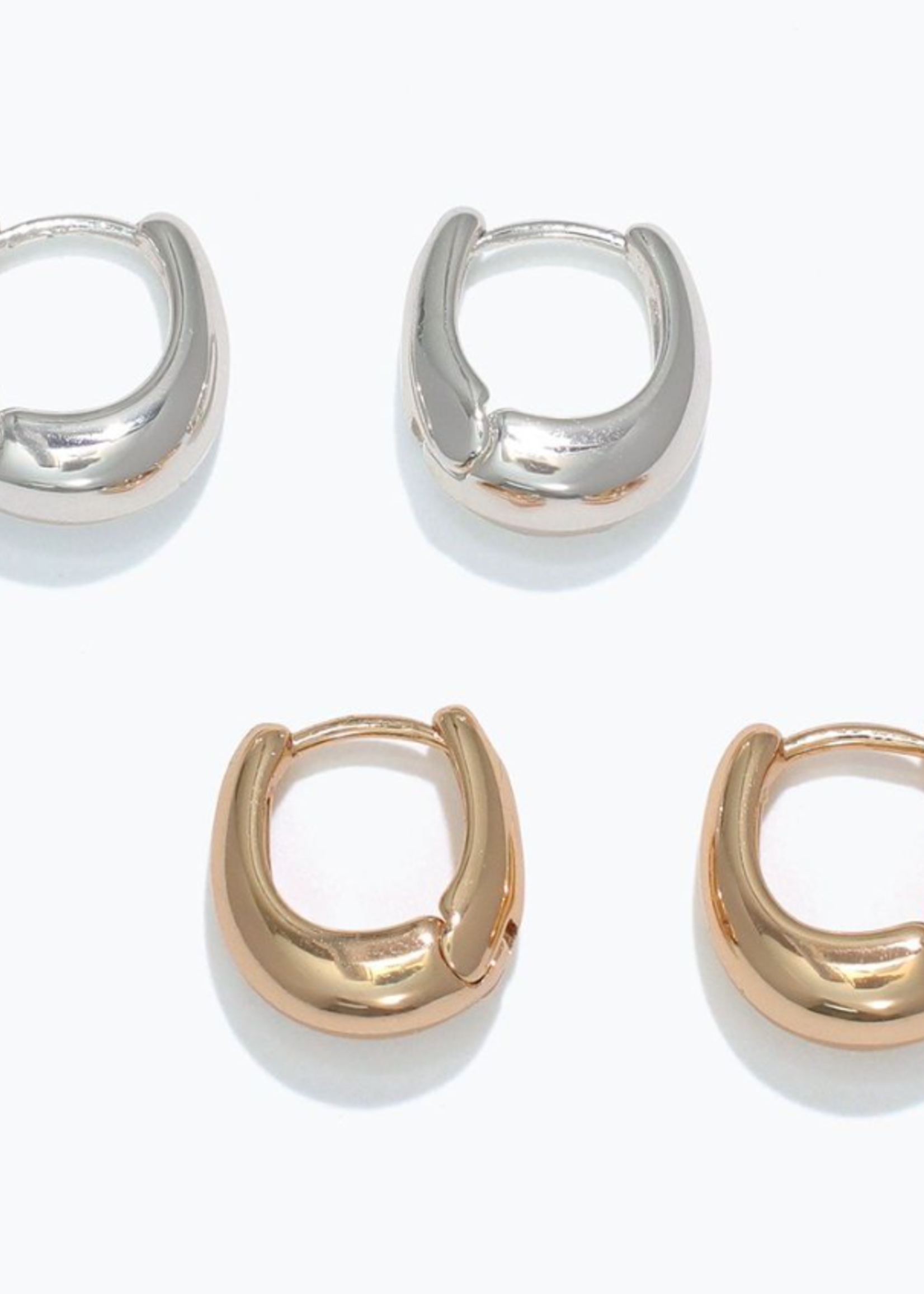 Earrings - Silver and Gold U Hoop Duo