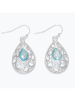 Earrings - Silver w/ Aqua Crystal