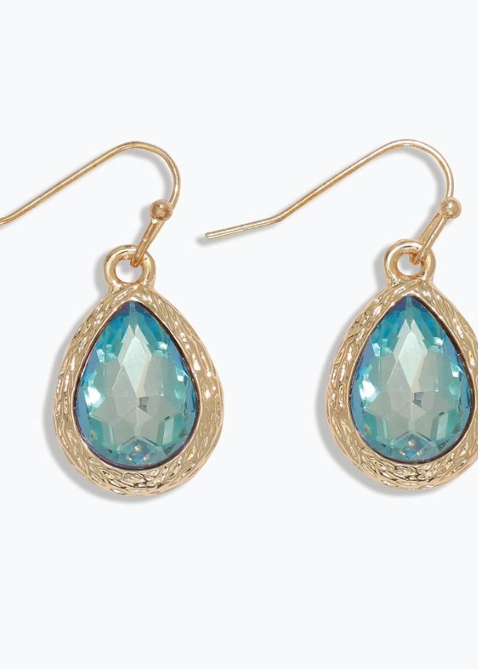 Earrings - Faceted Aqua Teardrops