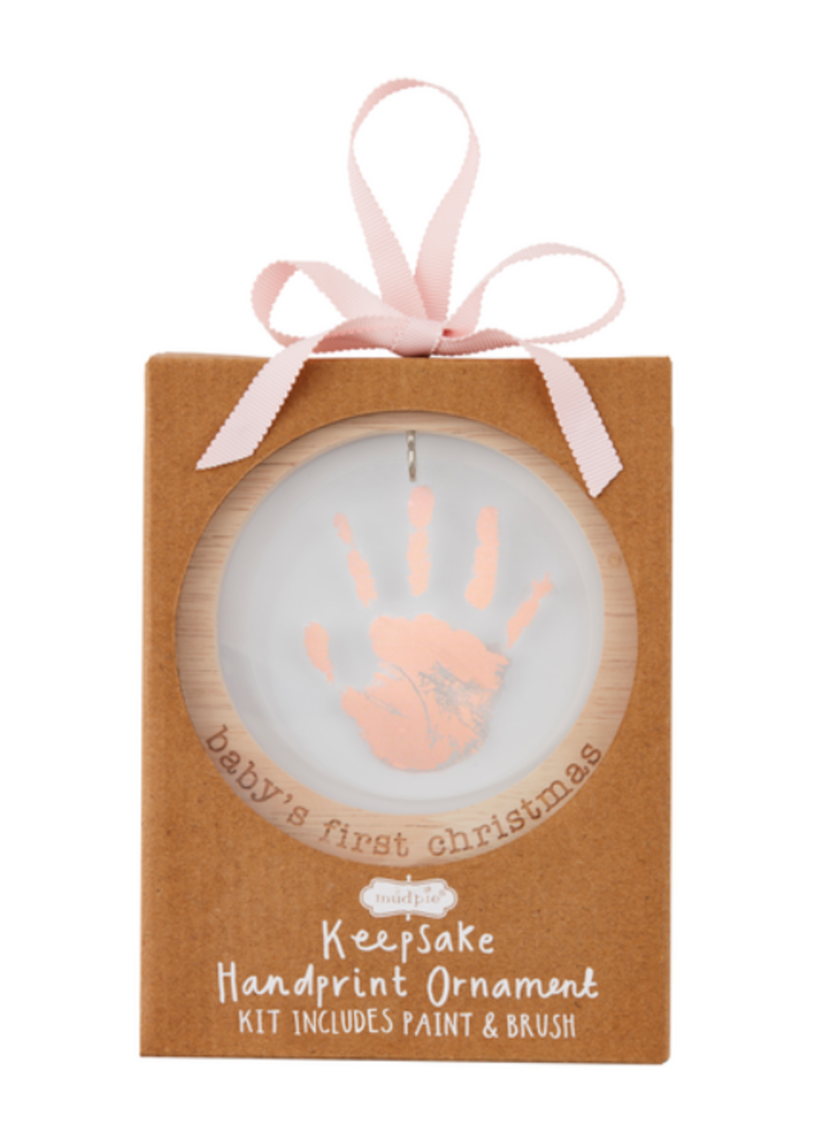 Mud Pie Pink Handprint Ornament