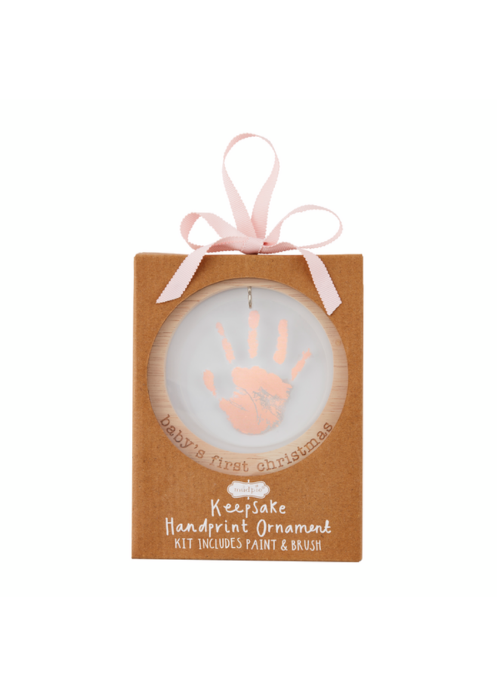 Mud Pie Pink Handprint Ornament