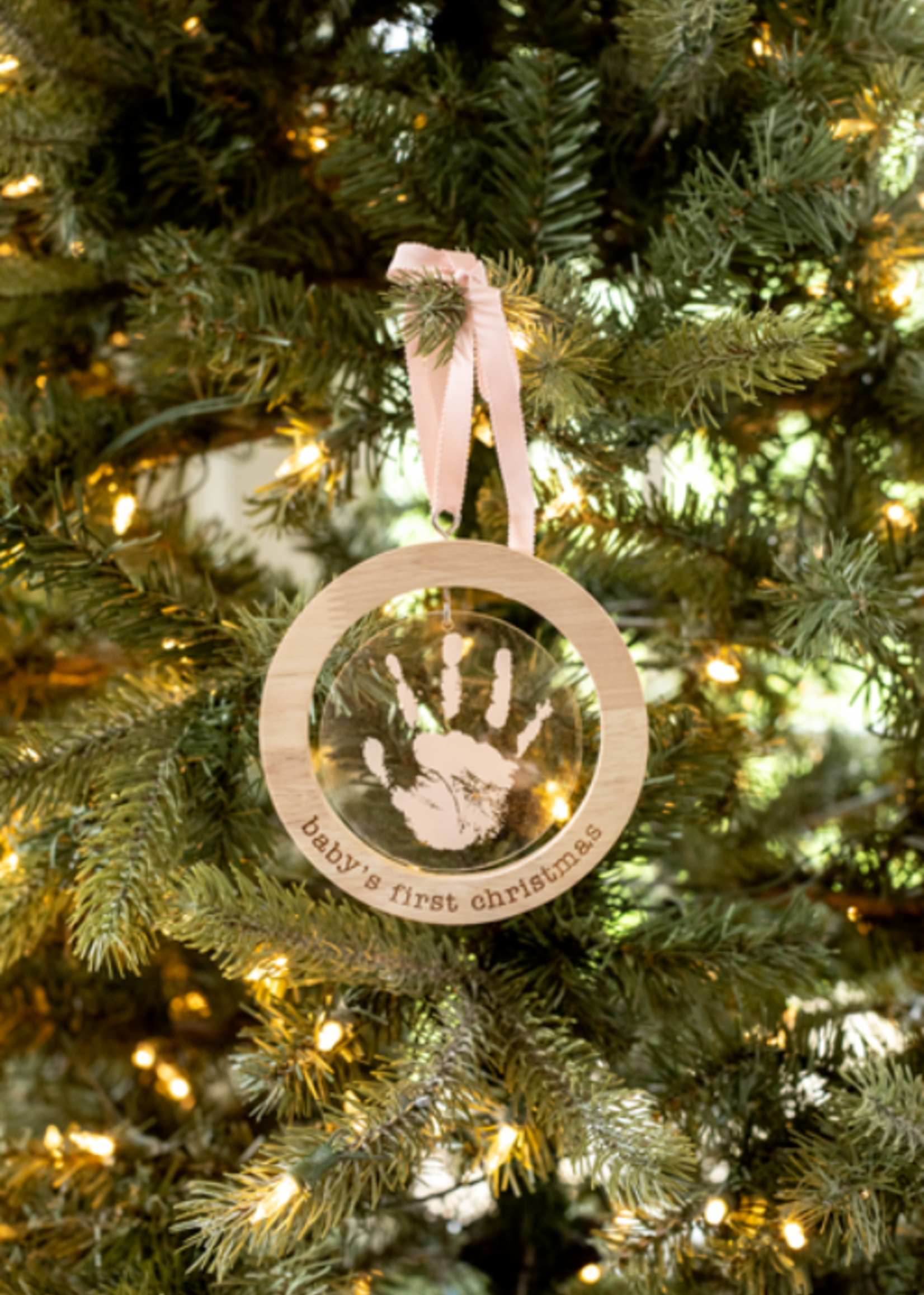 Mud Pie Pink Handprint Ornament