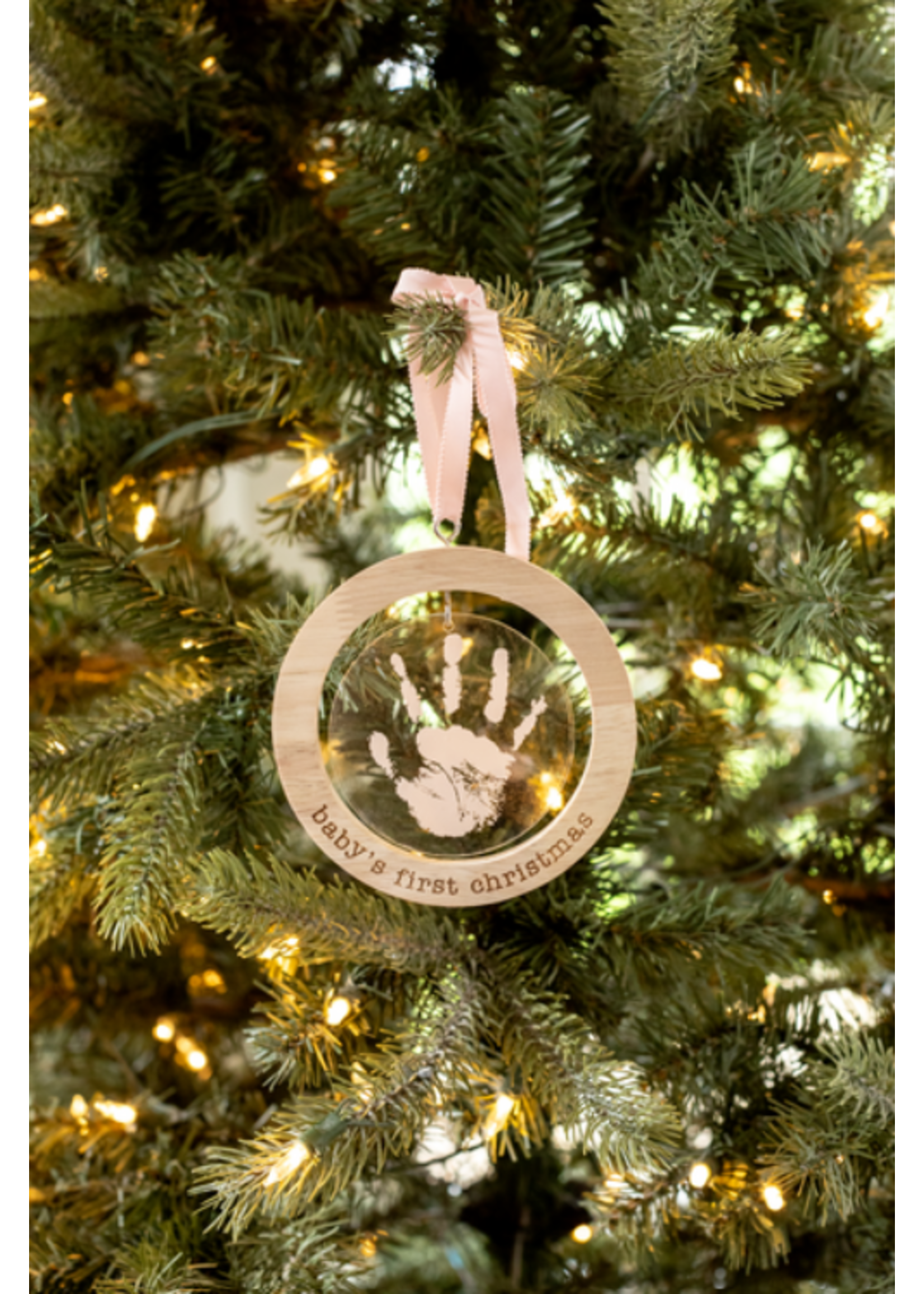 Mud Pie Pink Handprint Ornament