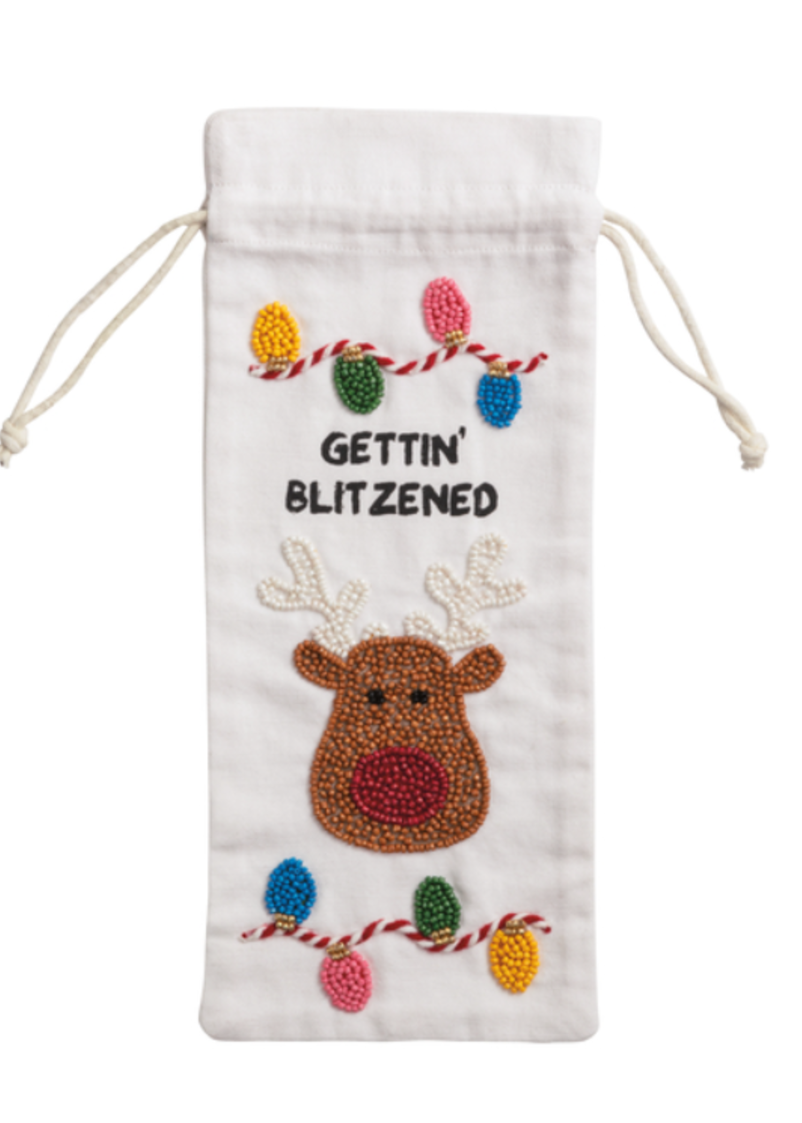 Mud Pie Blitz Xmas Beaded Wine Bag
